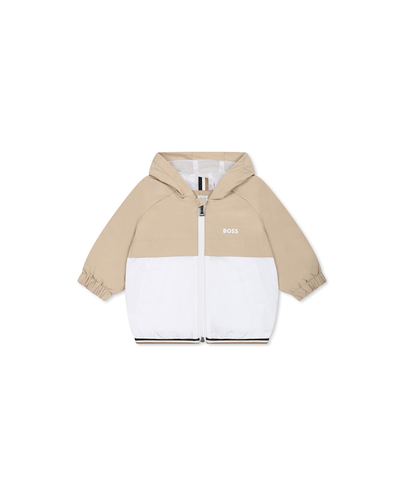 Hugo Boss Beige Windbreaker Jacket For Baby Boy With Logo - Multicolor
