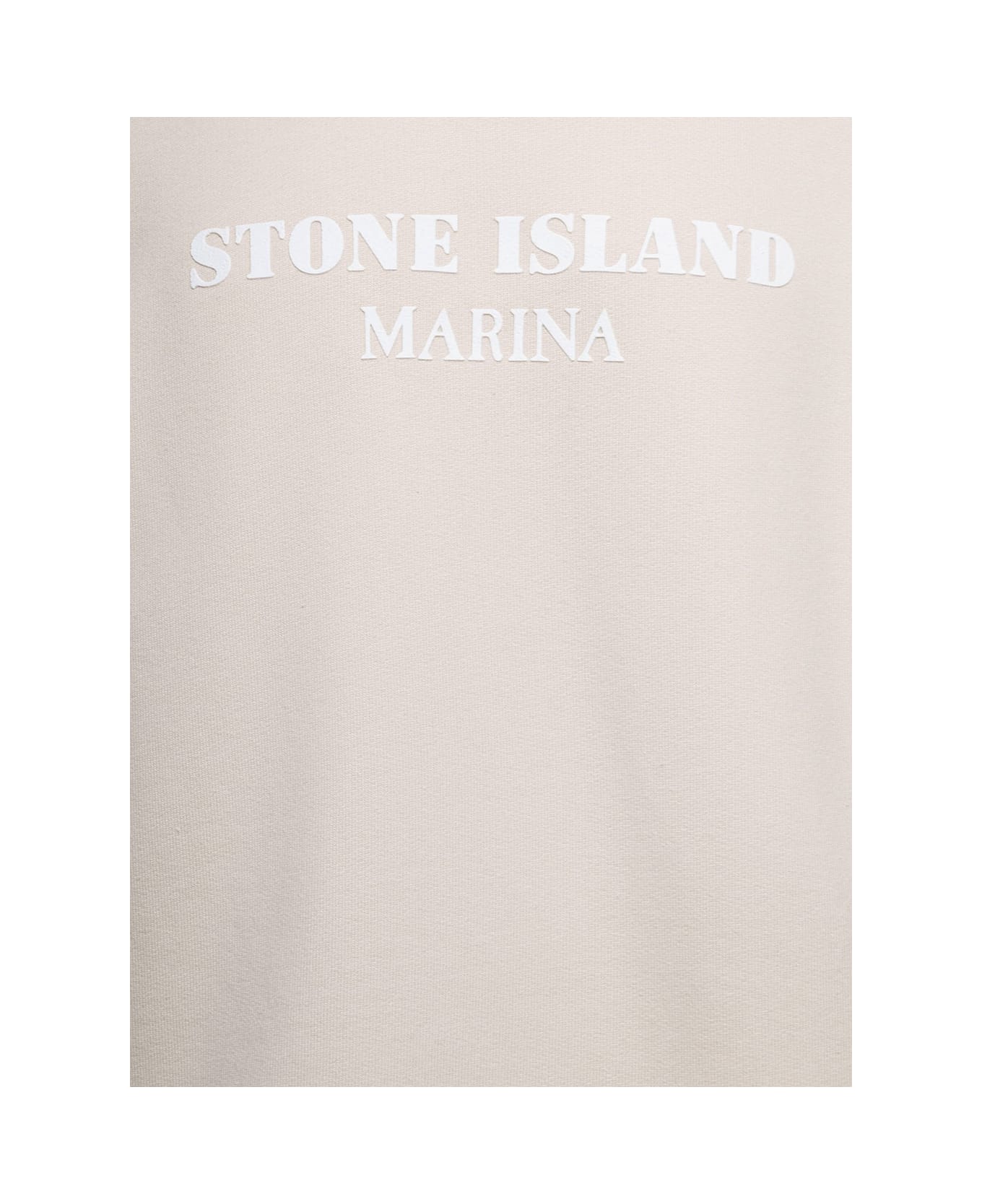 Stone Island Crewneck Sweatshirt With Contrasting Logo Print In Cotton Man - White