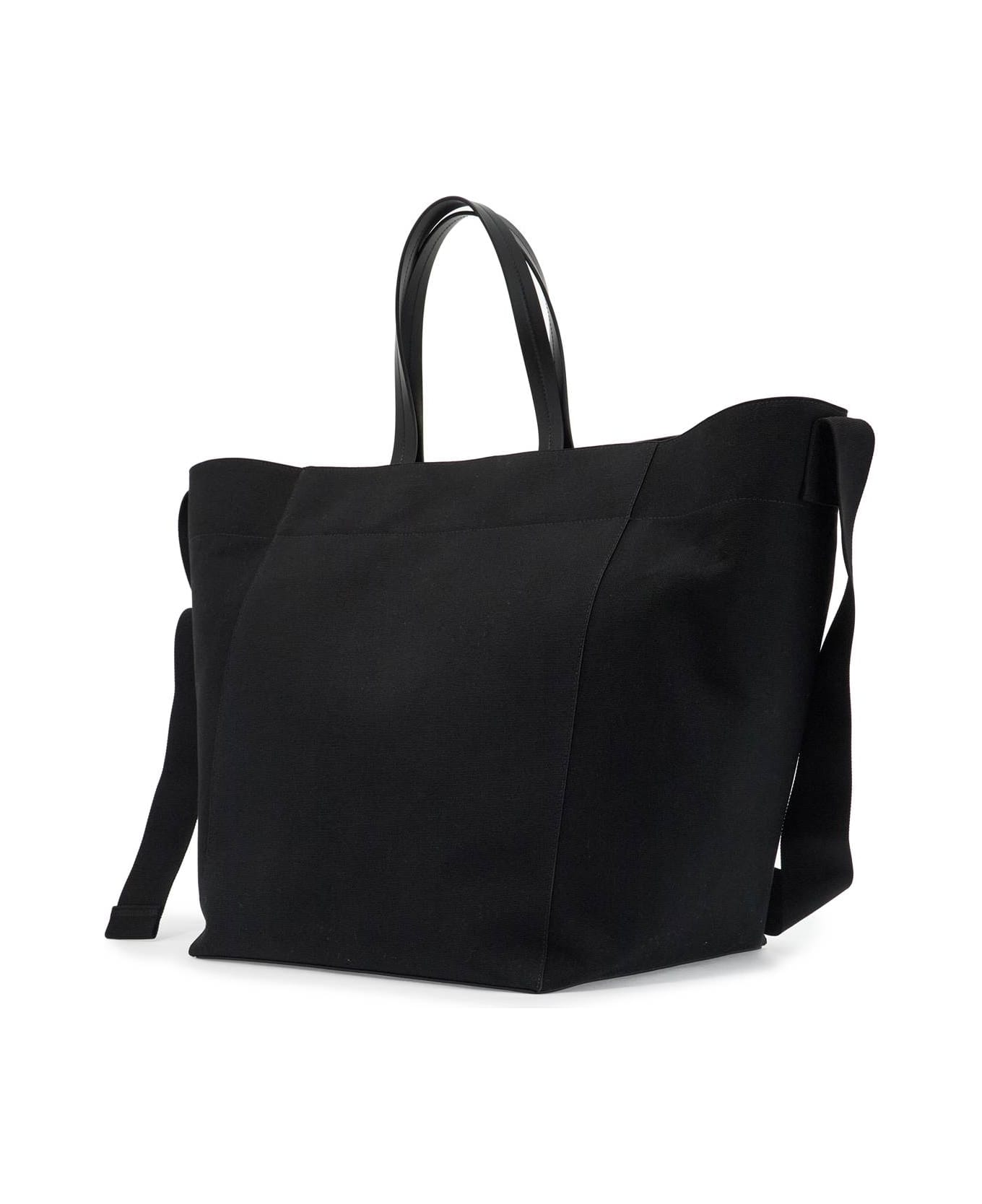 Jil Sander Utility Tote Bag - PITCH BLACK/RAW COTTON (Black)