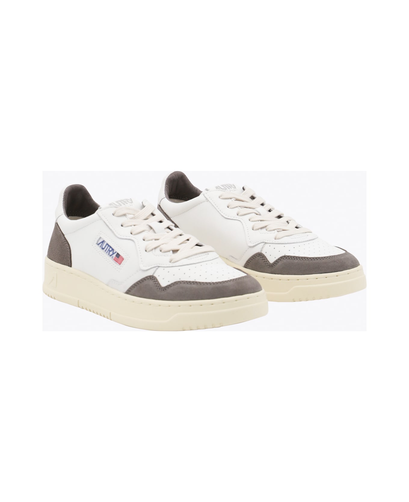 Autry White And Grey Leather Medalist Sneakers - White