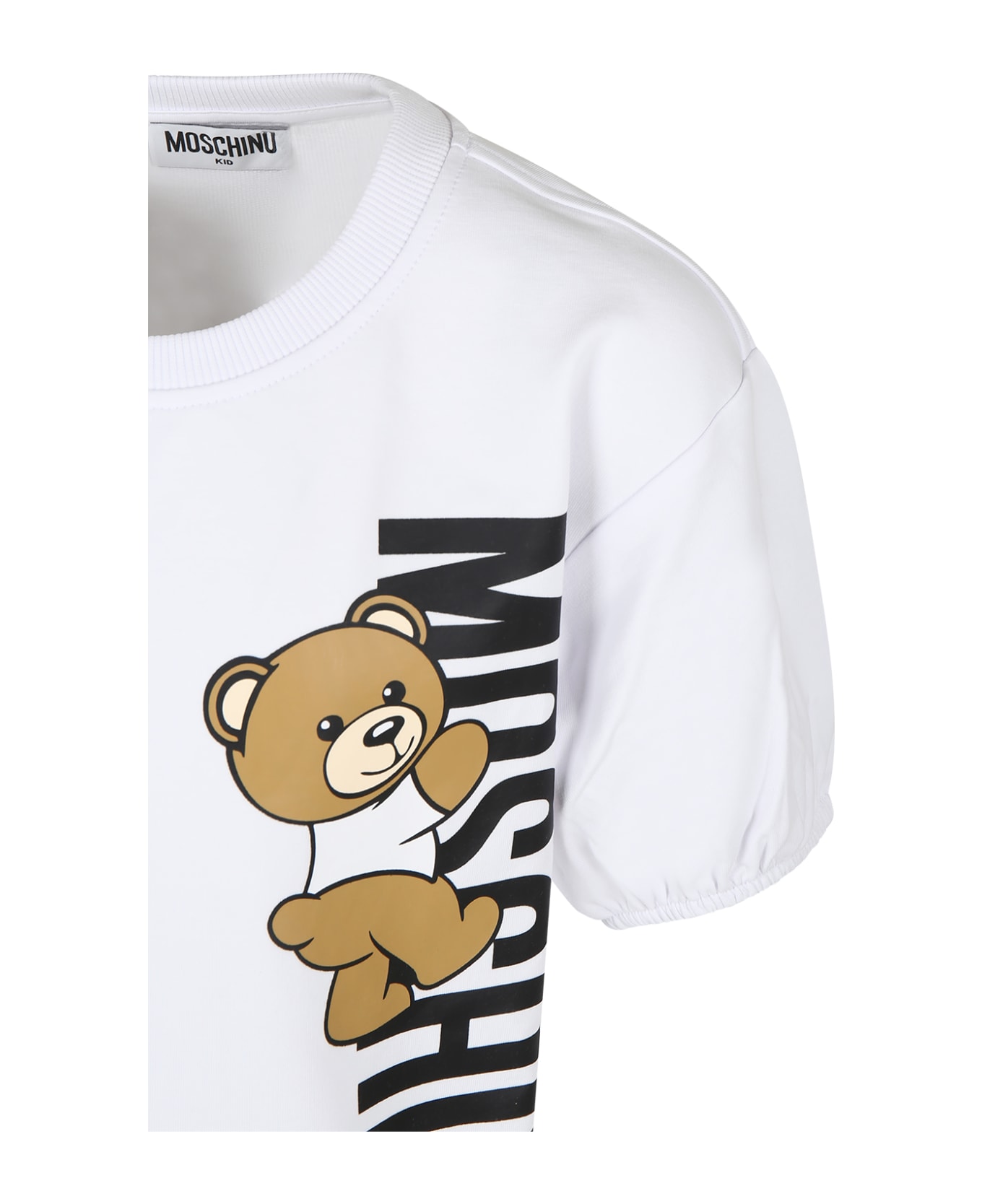 Moschino White Dress For Girl With Teddy Bear - White