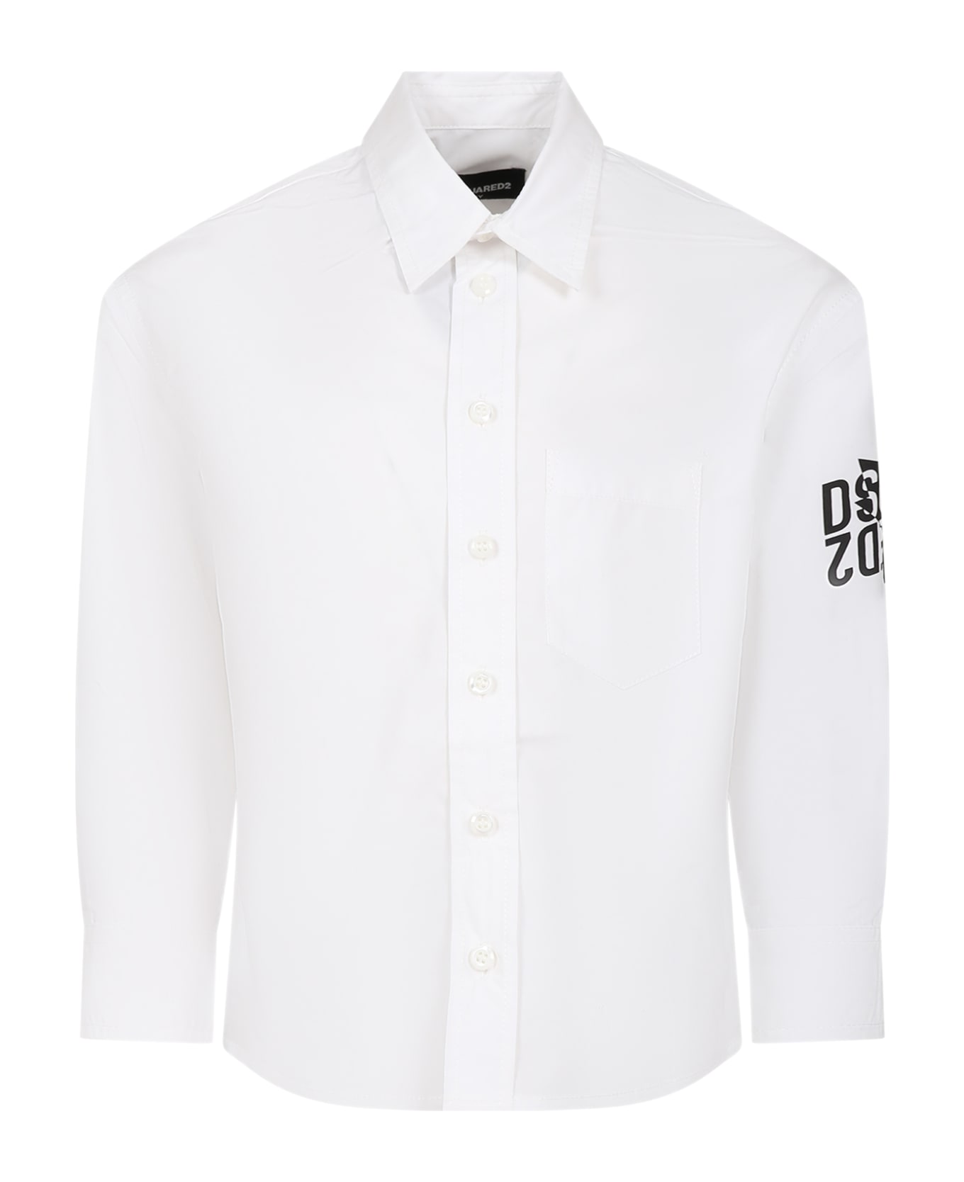 Dsquared2 White Shirt For Boy With Logo