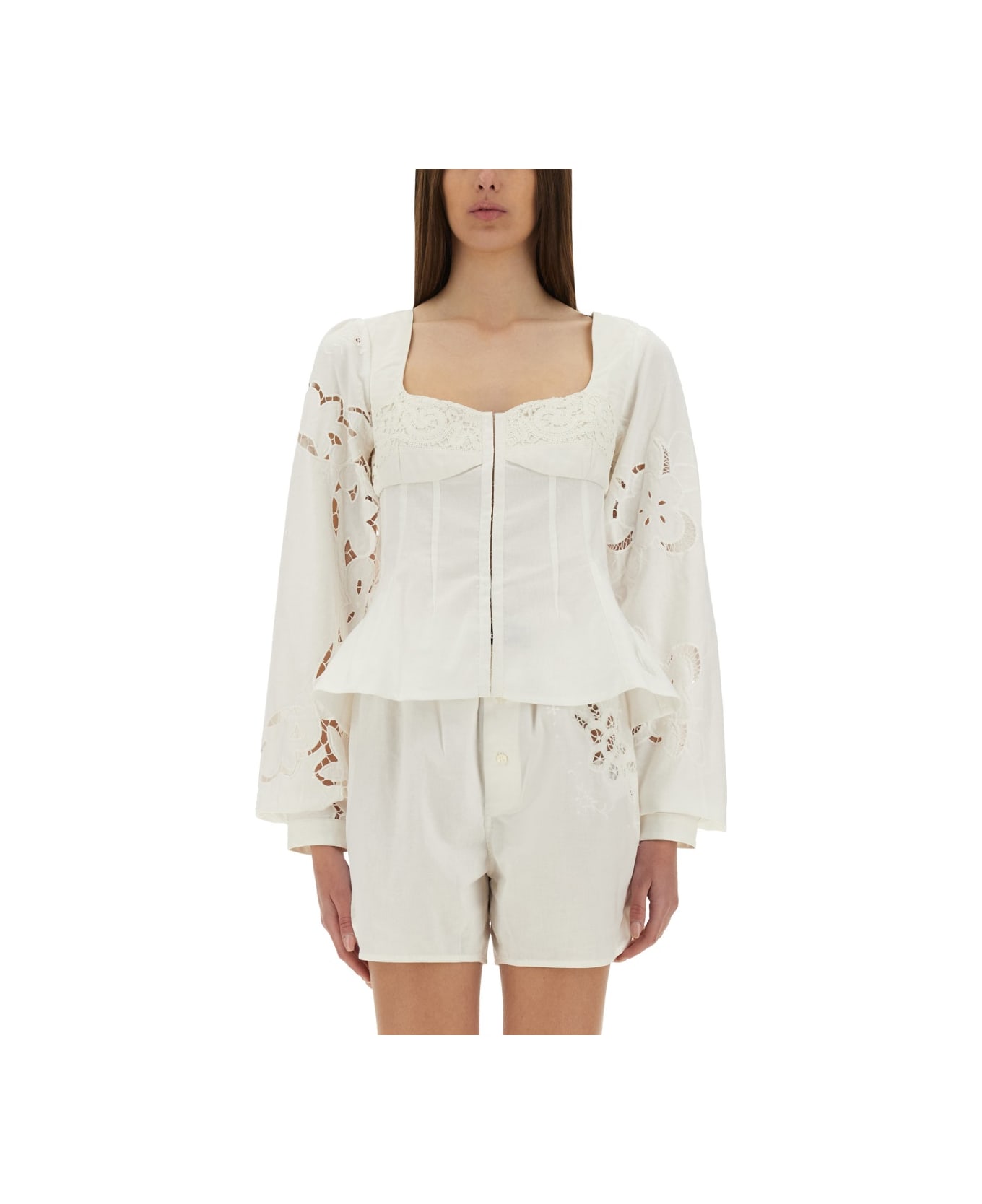 Marine Serre Upcycled Linen Top - WHITE