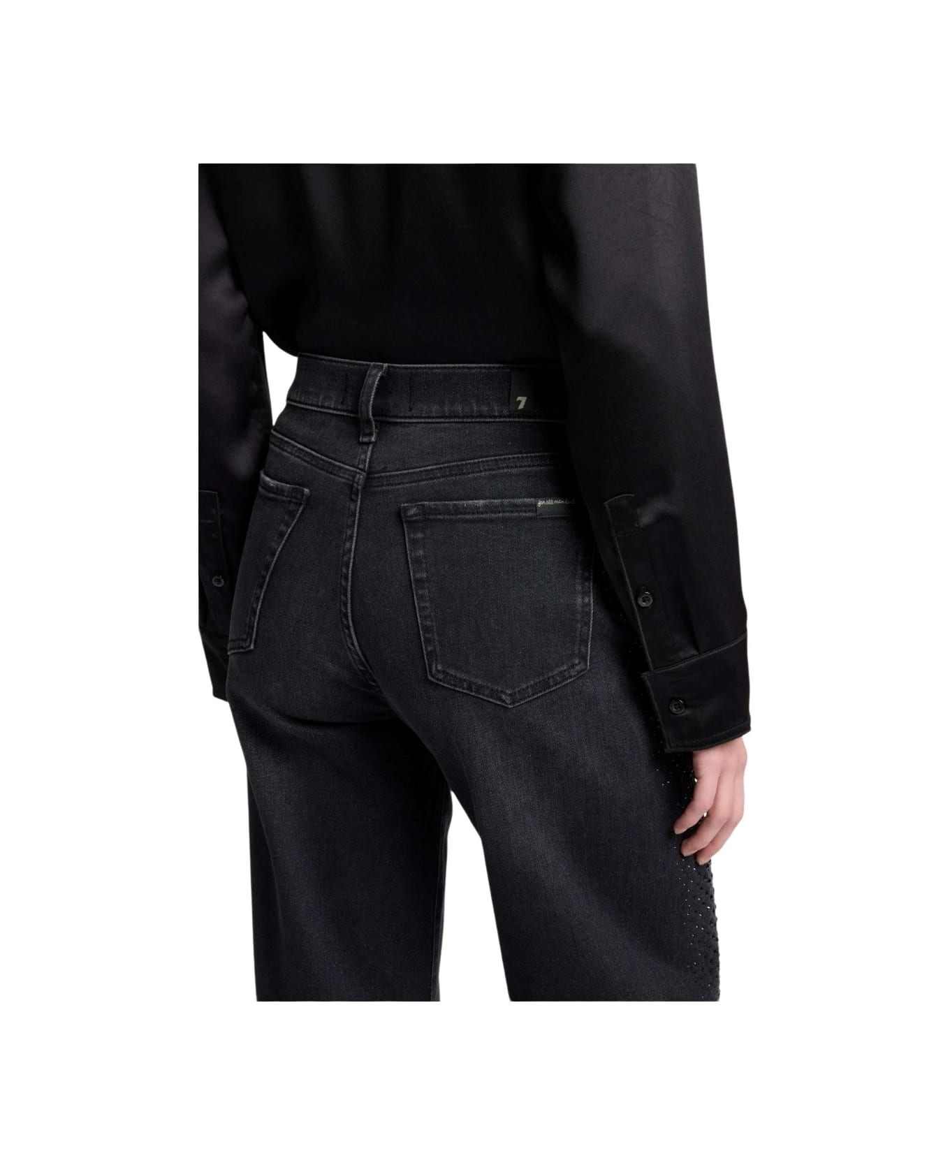 7 For All Mankind Twisted Lotta Bottomline With Crystals - Black