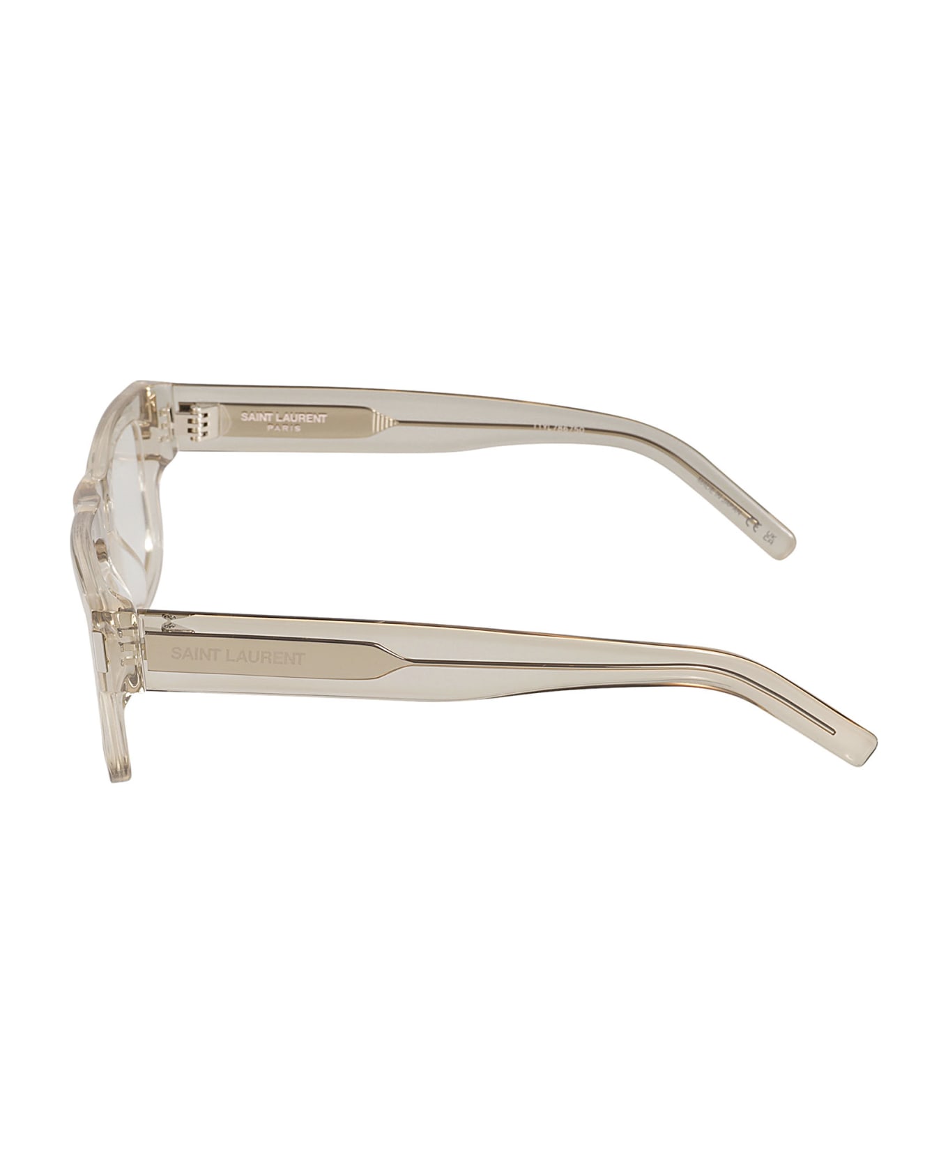Saint Laurent Eyewear Square Frame Glasses - Beige/Transparent