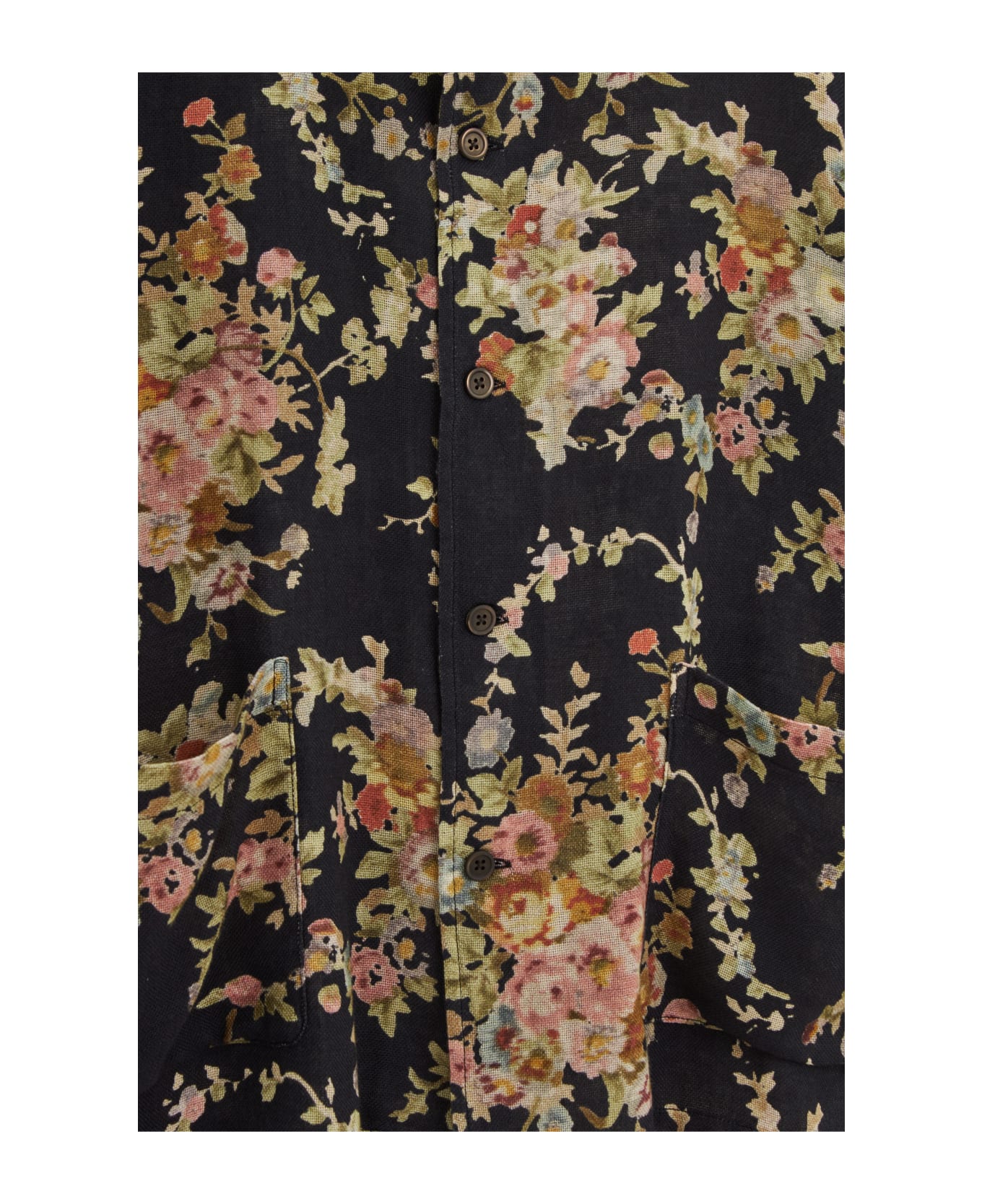 Our Legacy Elder Shortsleeve Shirt - Black Floral Tapestry Print