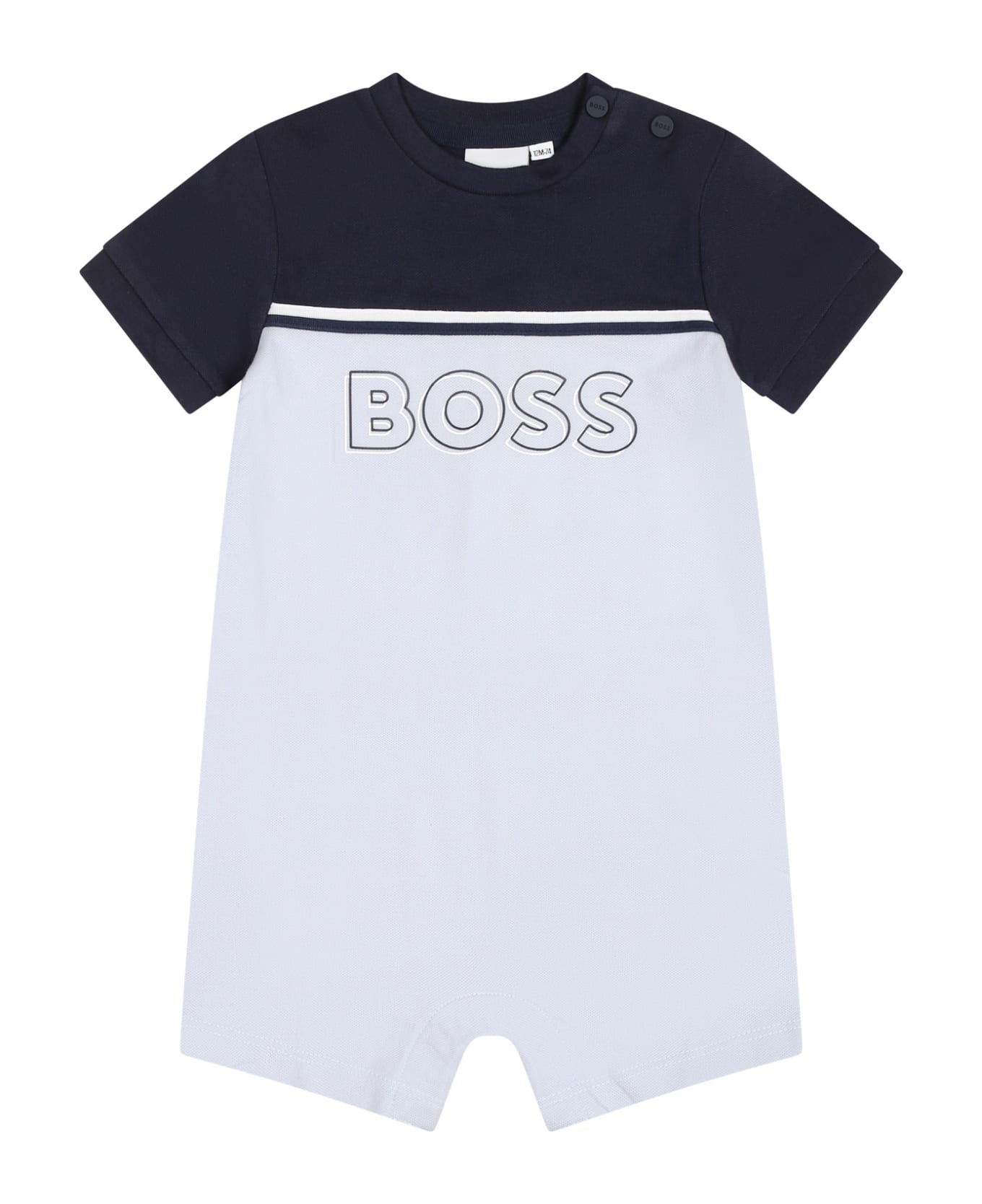 Hugo Boss Light Blue Romper For Baby Boy Wih Logo - Light Blue