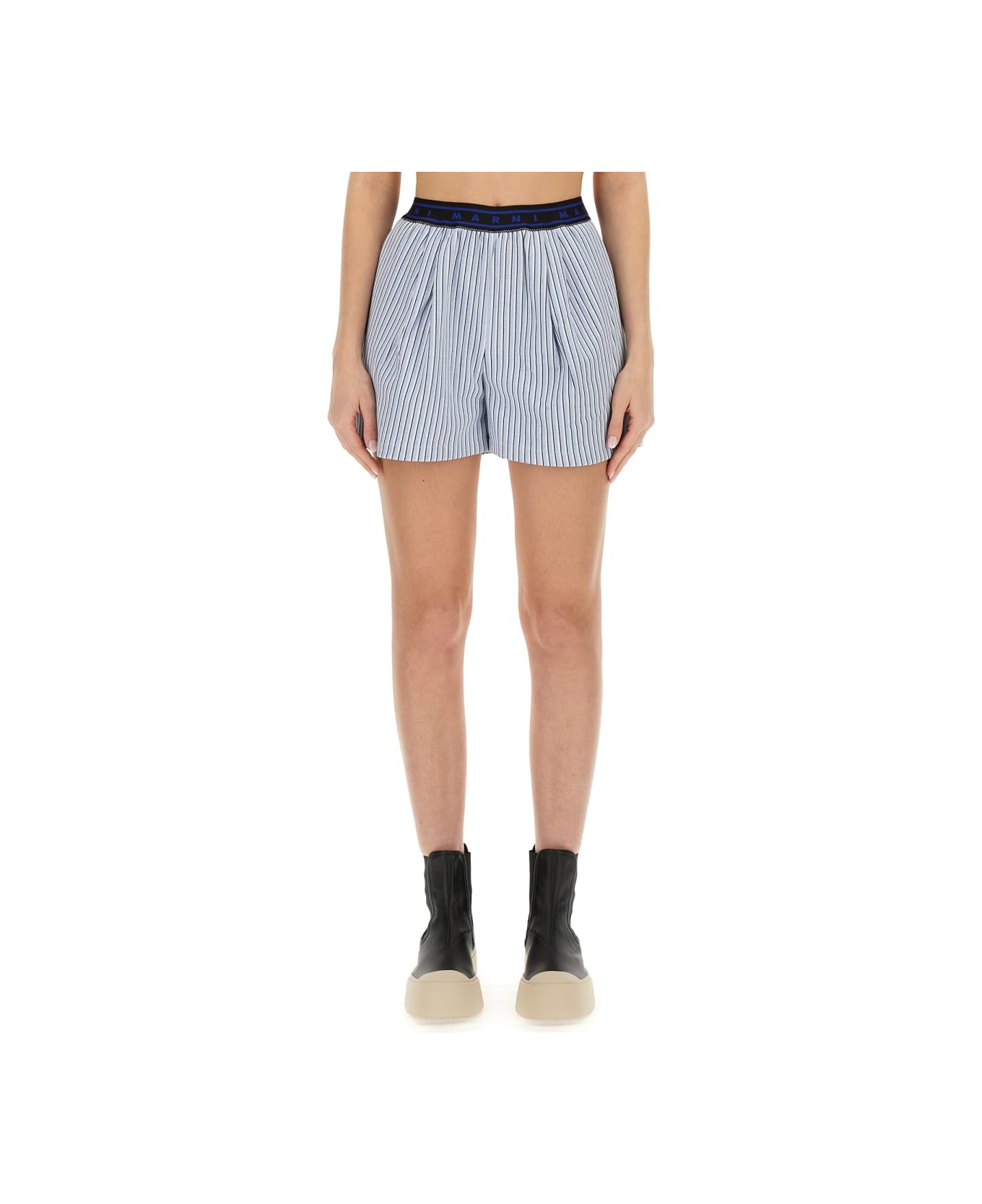 Marni Bermuda Shorts With Stripe Pattern - AZURE