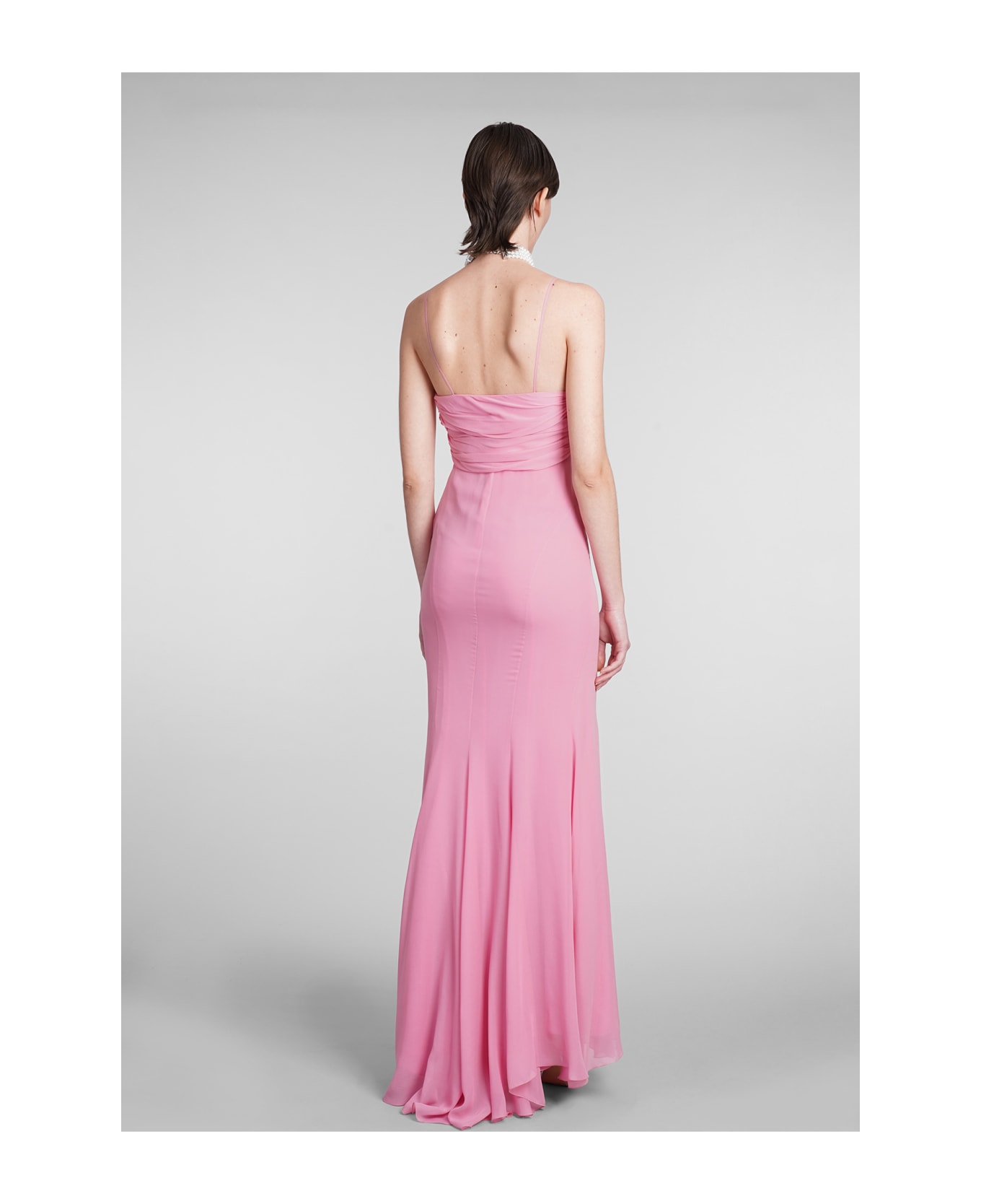 Blumarine Dress In Rose-pink Silk - rose-pink ワンピース＆ドレス