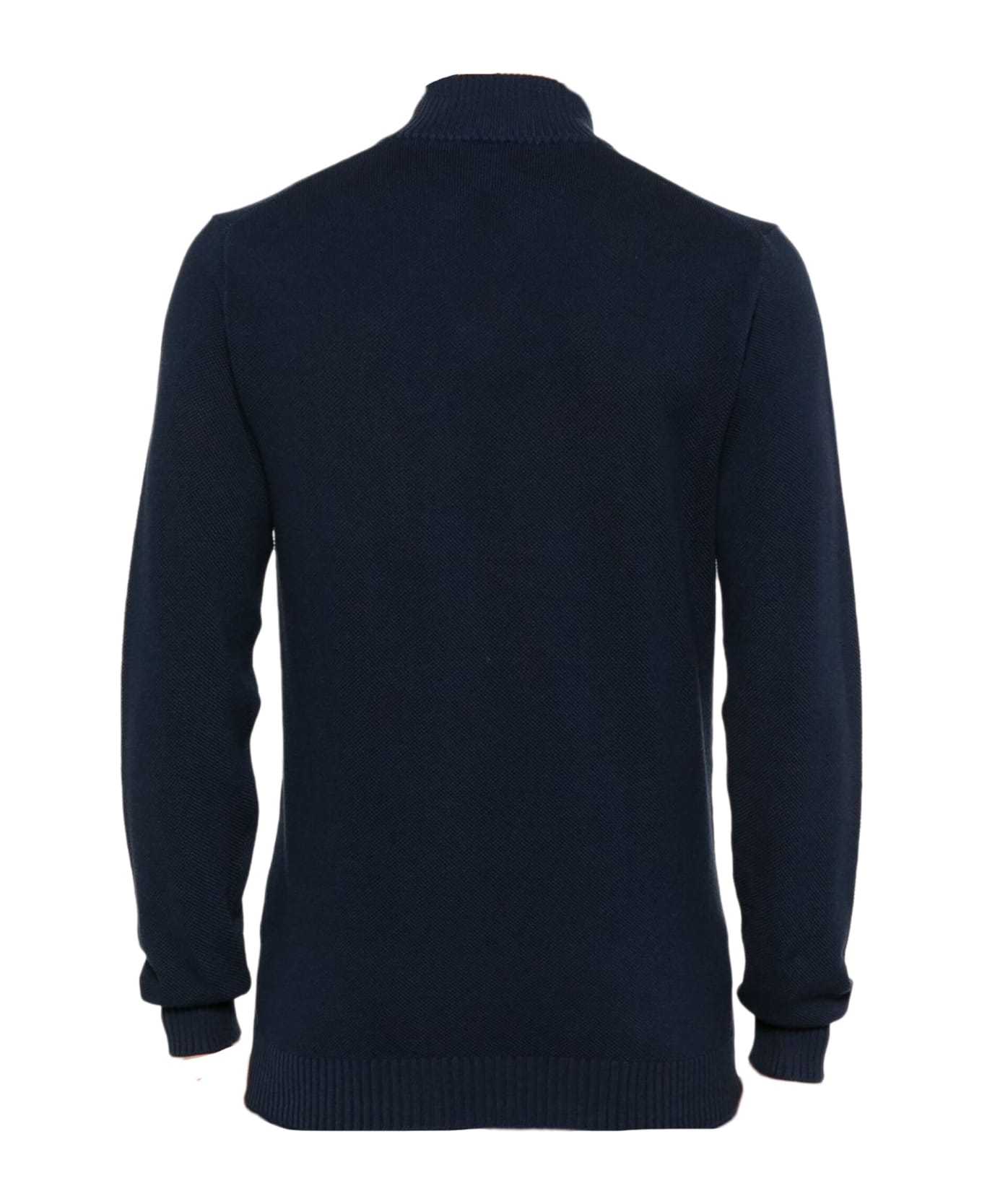 Fedeli Navy Blue Cotton Polo Shirt - Blue