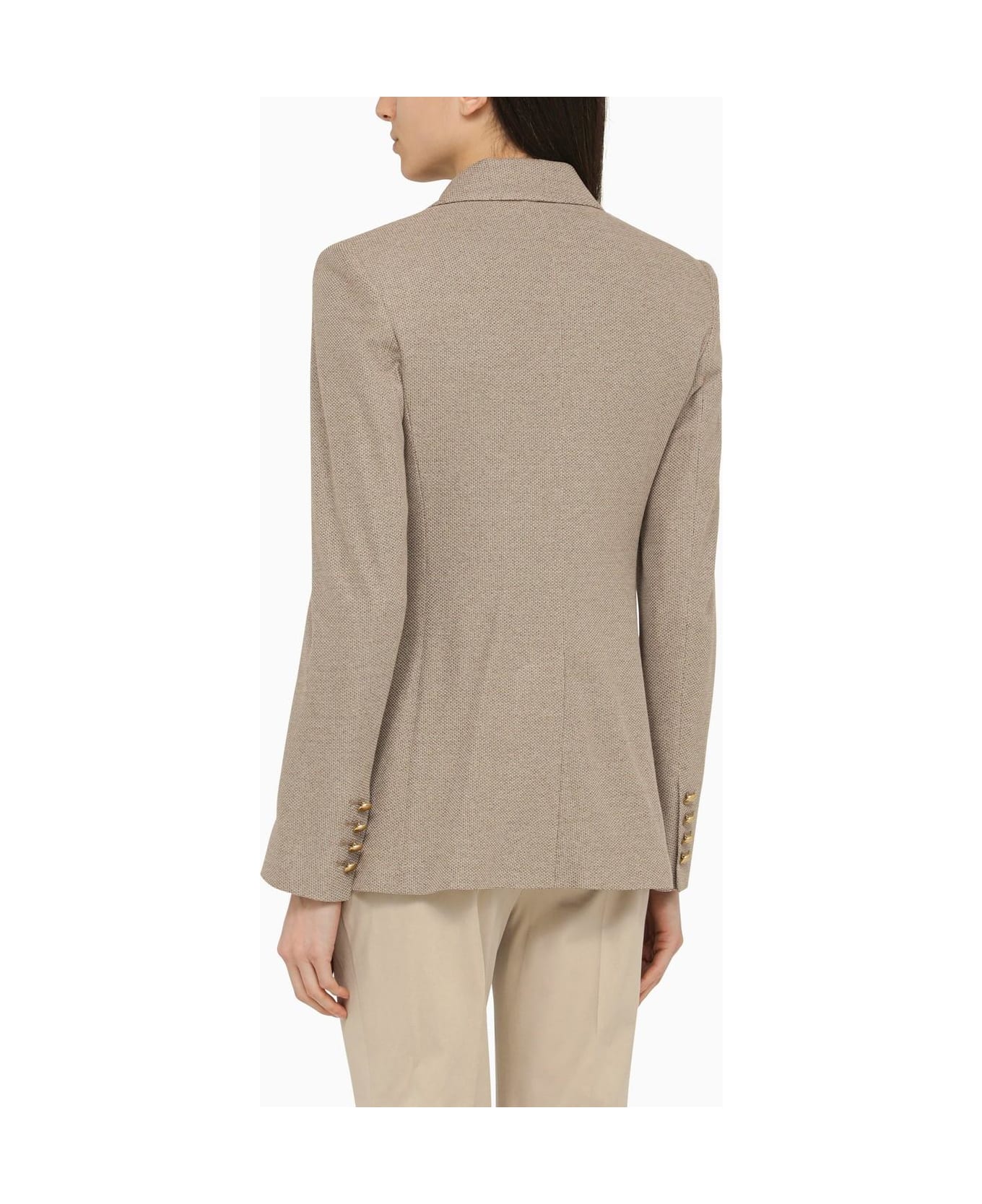 Max Mara Clay-coloured Double-breasted Jacket In Cotton - beige