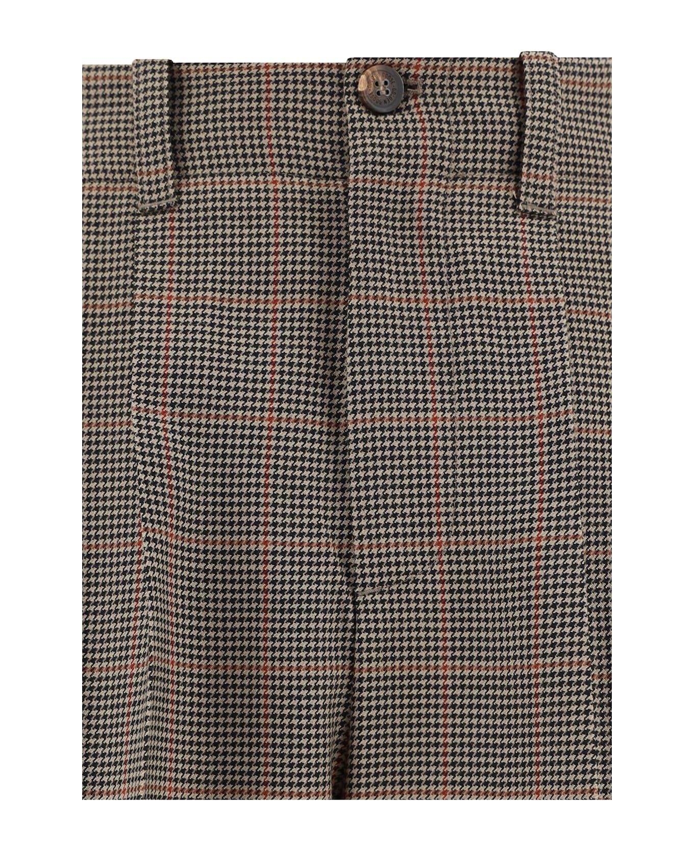 Golden Goose Wide Checked Trousers - Beige Black Savvy Red