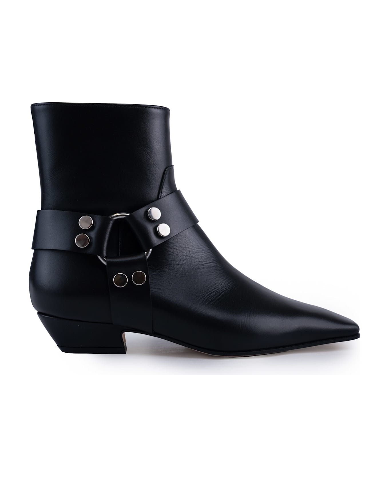 Liviana Conti Leather Ankle Boot With Buckle - Nero