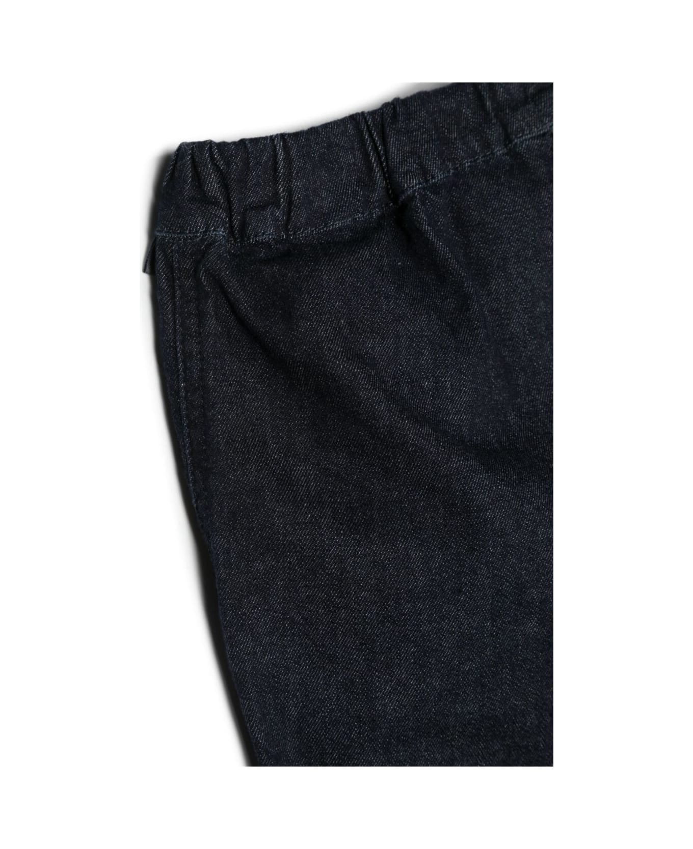 Il Gufo Blue Trousers With Logo Patch In Cotton Blend Boy - Blu ボトムス
