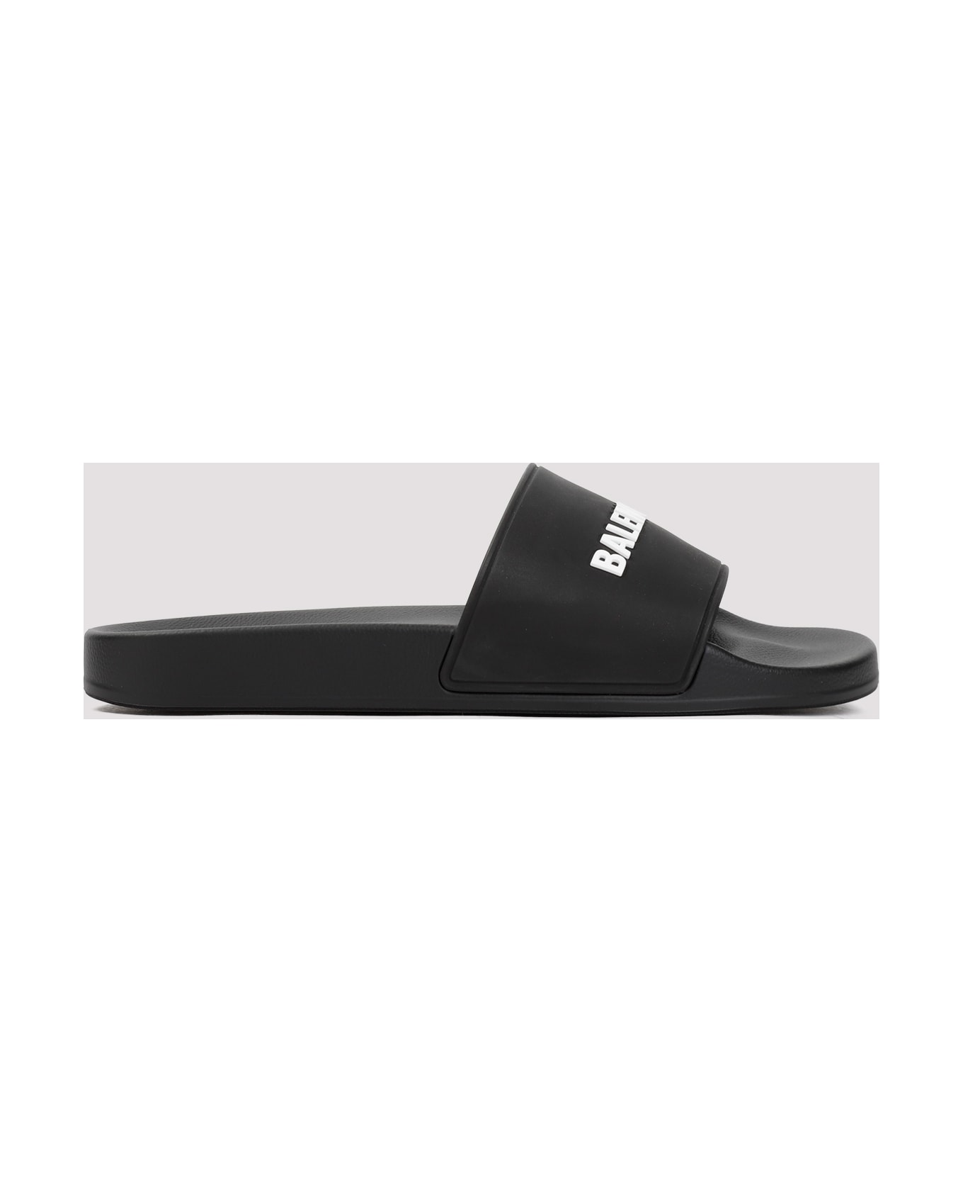 Balenciaga Pool Slide Logo Shoes - Black White