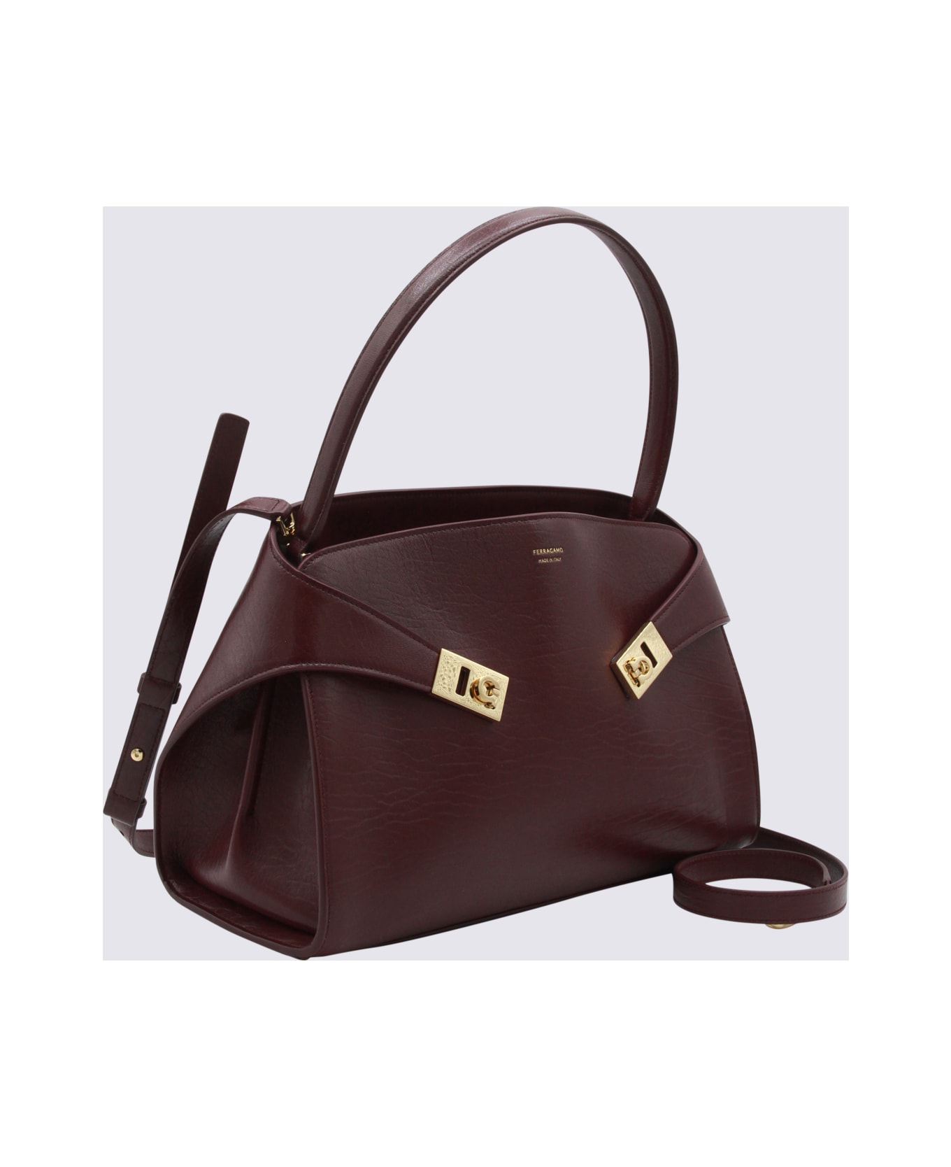 Ferragamo Purple Leather Hug S Shoulder Bag - PLUM