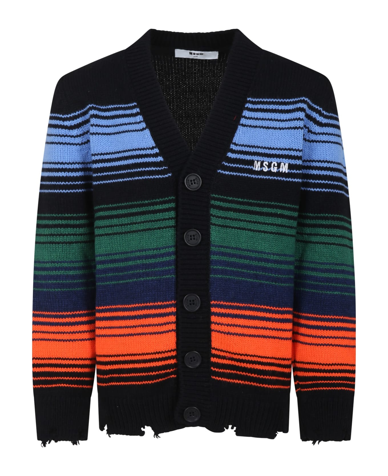 MSGM Multicolor Cardigan For Girl With Logo - Multicolor