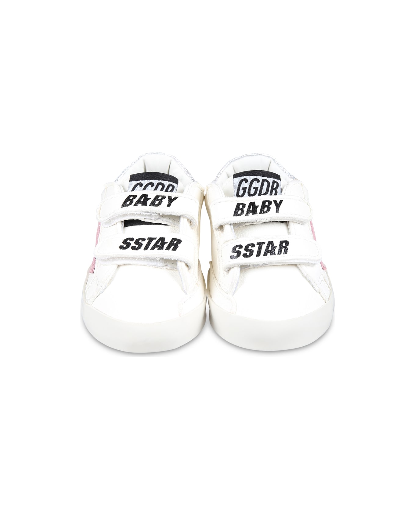 Golden Goose White Sneakers For Baby Girl With Star - White/Pink/Silver