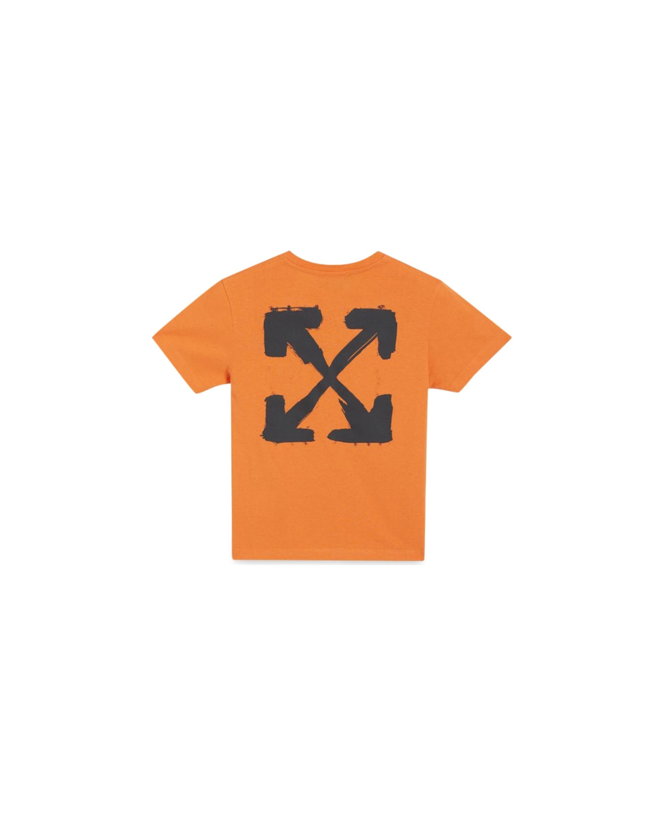 Off-White T-shirt In Jersey Di Cotone Stampato - ORANGE