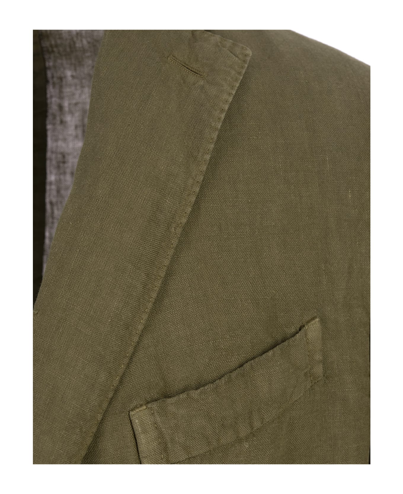 Boglioli Military Green Linen Regular Fit Blazer - Green