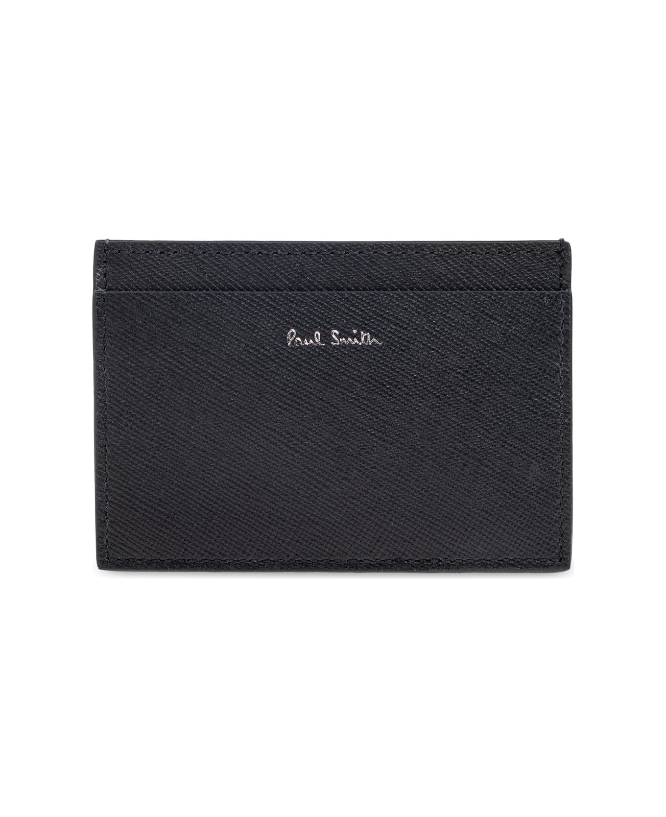 Paul Smith Leather Card Holder With Print - Black
