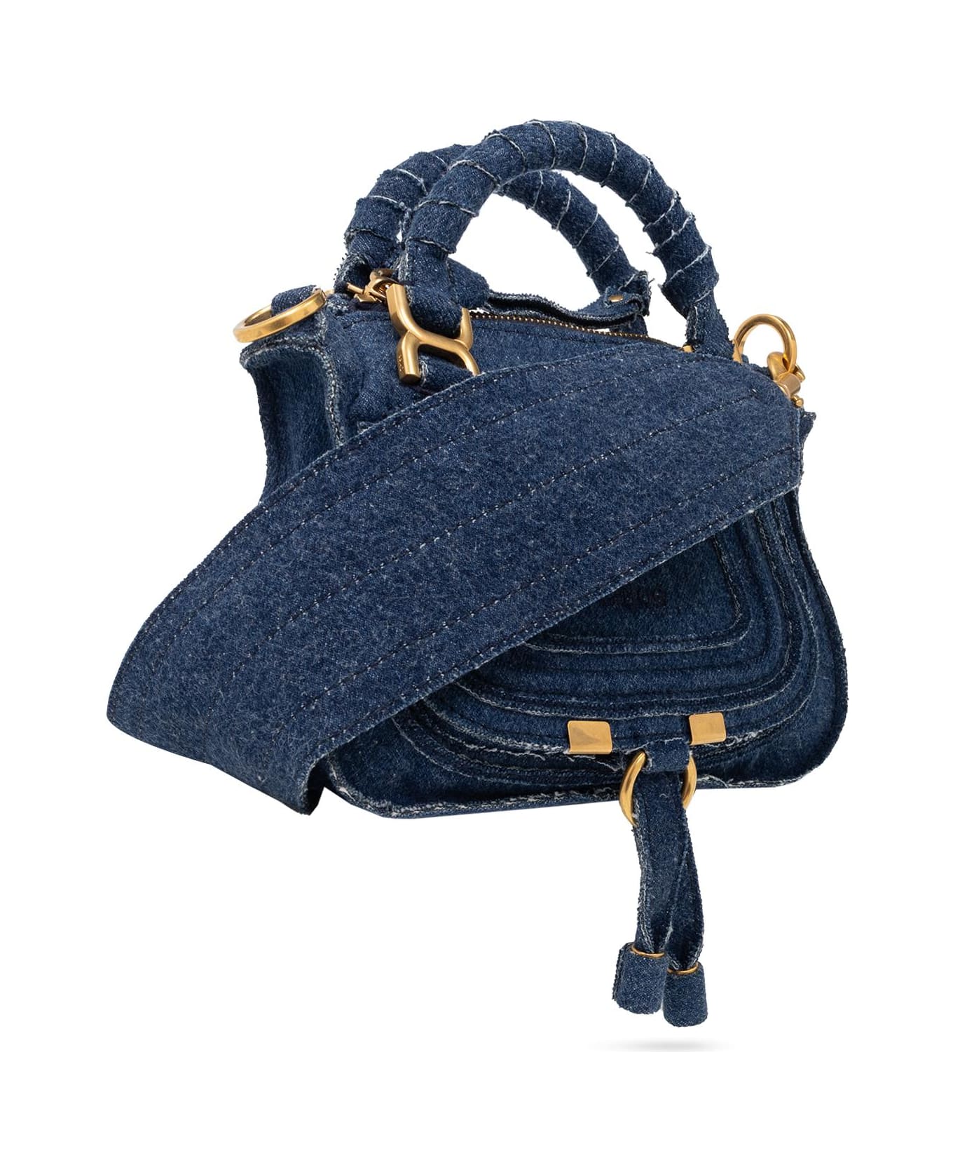 Chloé 'marcie Mini' Denim Shoulder Bag - Blu