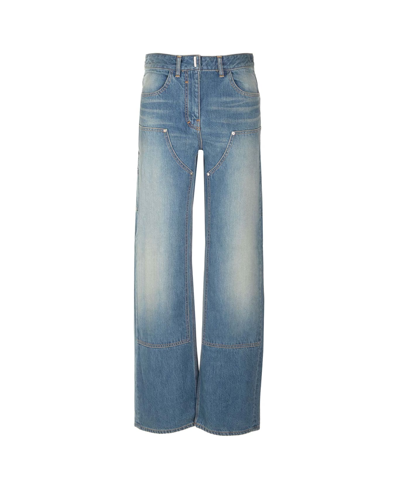 Givenchy Wide Jeans With Appliqu\u00e9s - Deep Blue デニム