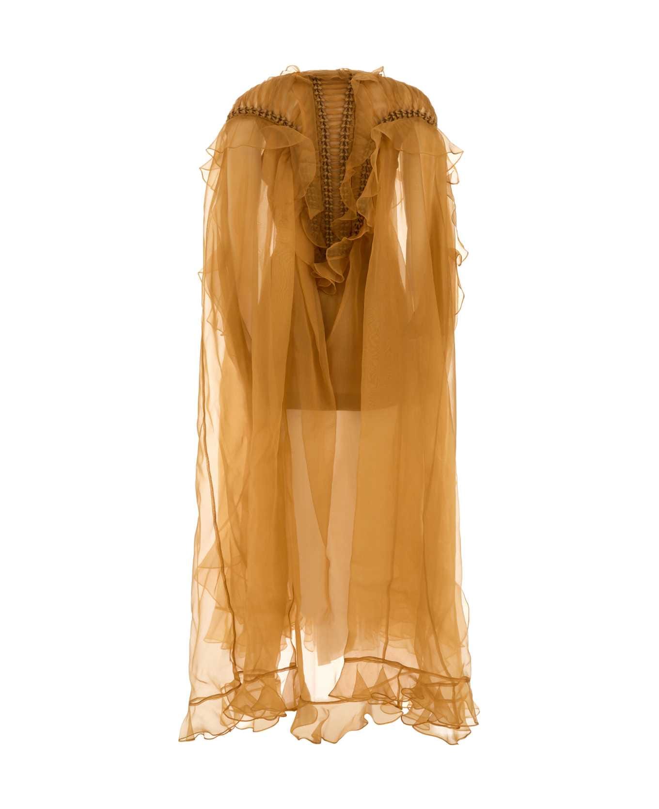 Zimmermann Orange Organza Balance Dress - TAN