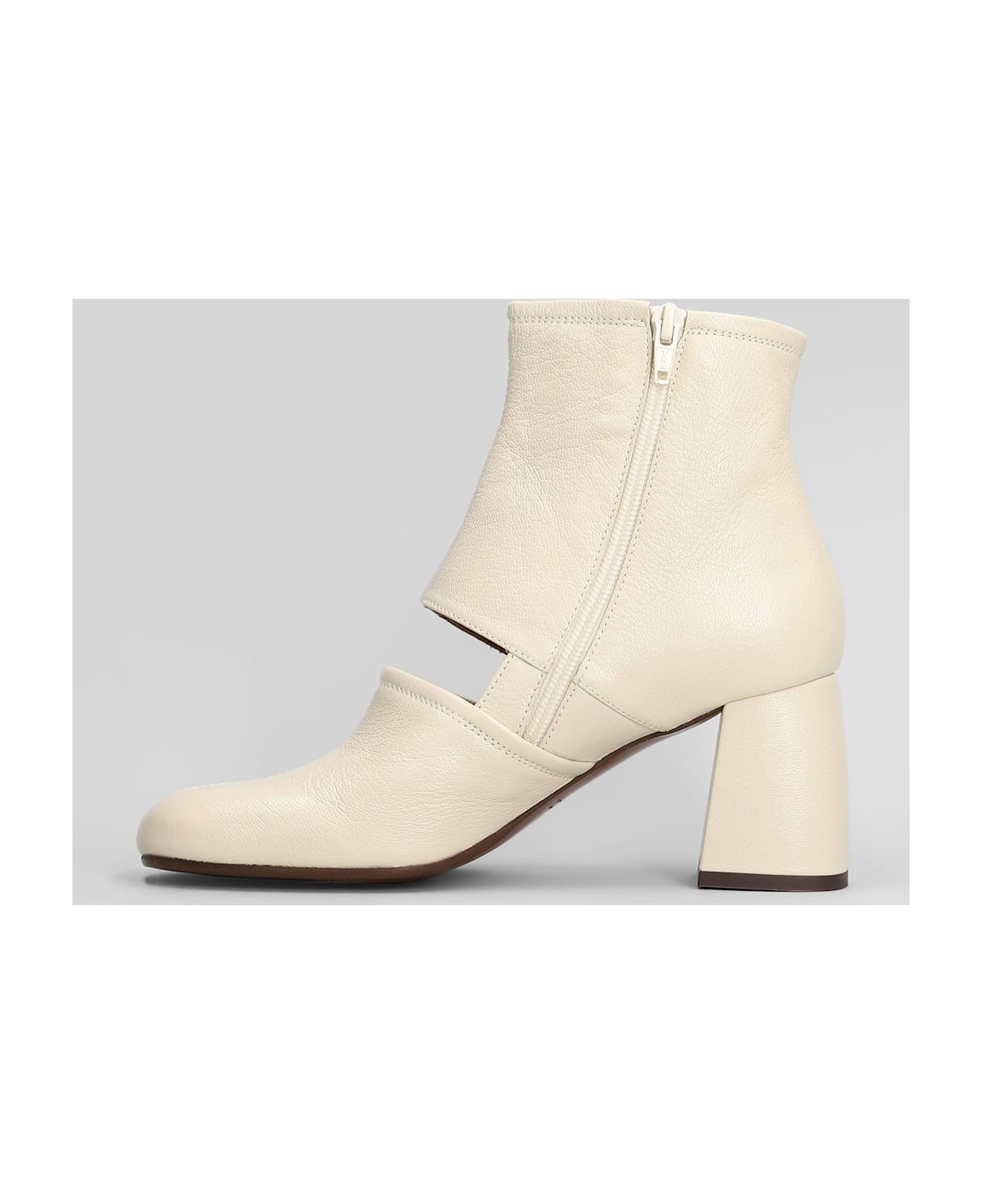 Chie Mihara Sonli High Heels Ankle Boots In Beige Leather - beige