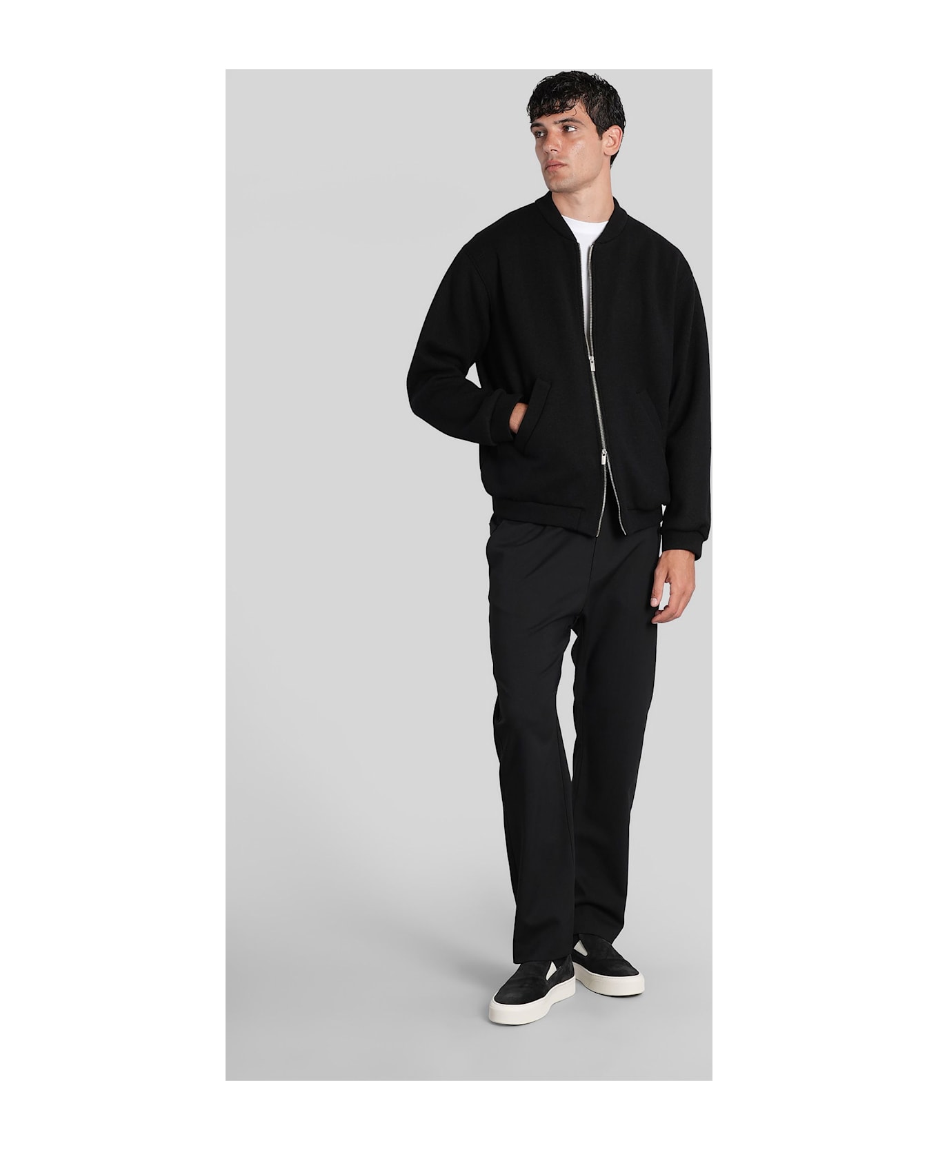 Barena Gabier Bomber Jacket In Black Wool - black