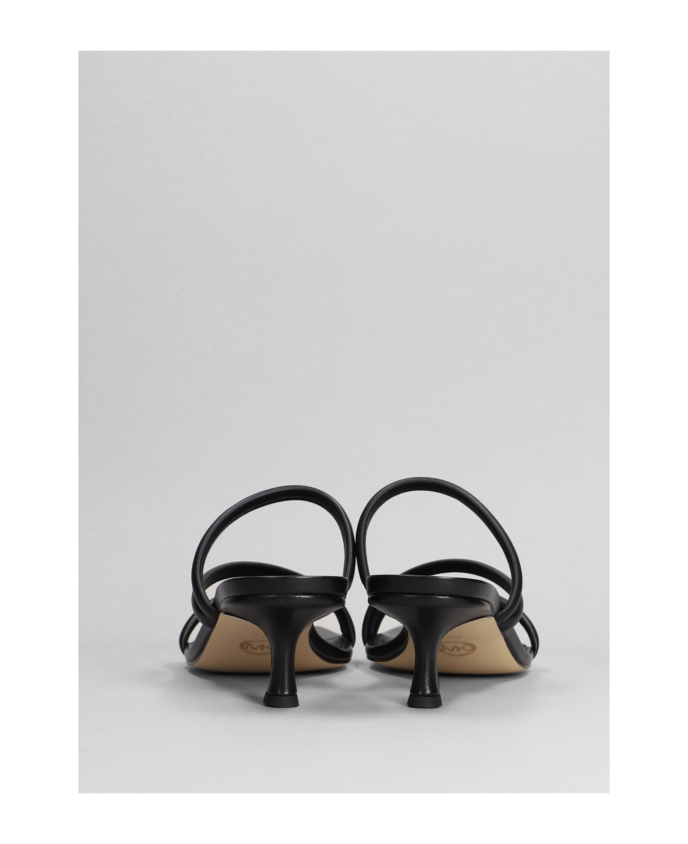 Michael Kors Celia Kitten Sandals In Black Leather - black