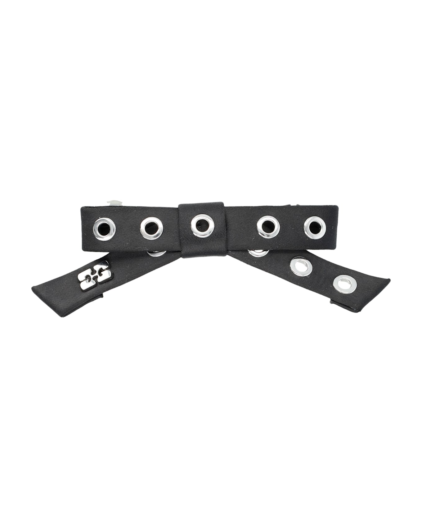 Ganni Eyelet Metal Bow Barrette - BLACK