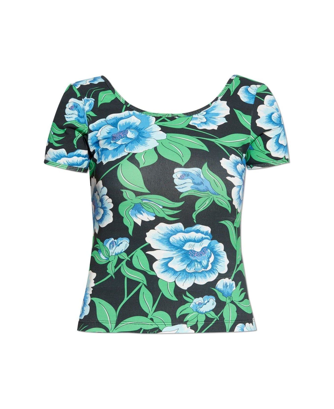 Kenzo Peonies Top - BLACK/GREEN