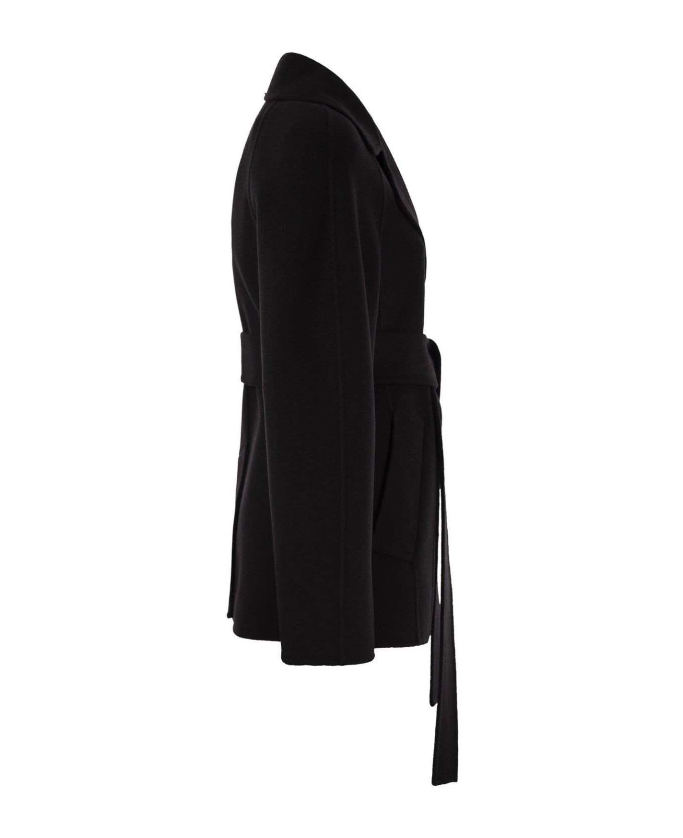 SportMax Double-breasted Belted Coat - Nero