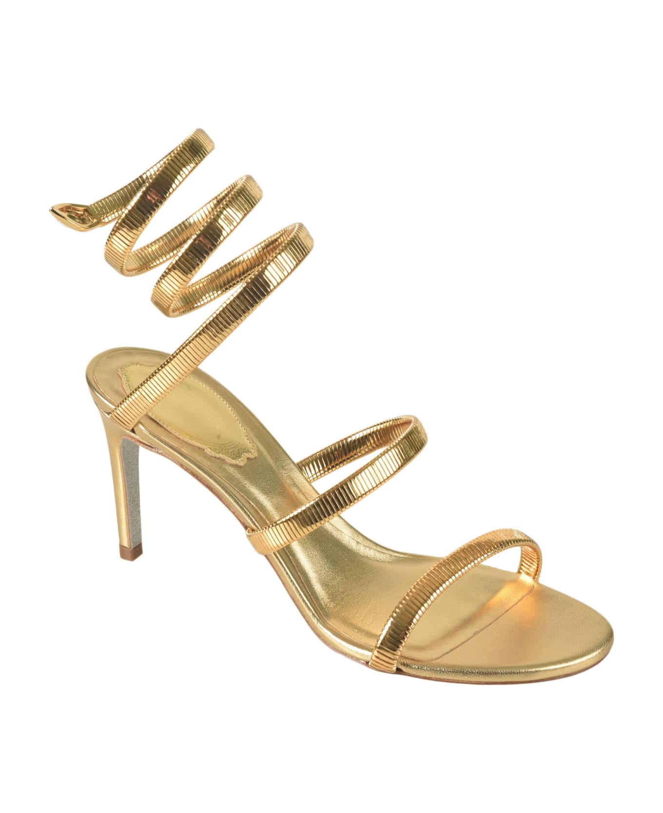 René Caovilla Metallic Twisted Strap Sandals - Gold
