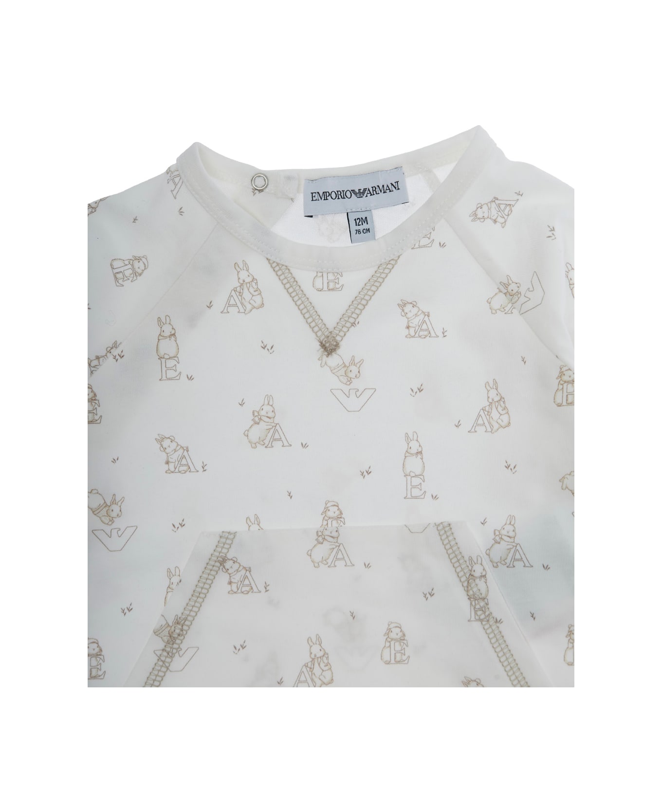 Emporio Armani White Set Of Two With All-over Motif In Cotton Baby - White