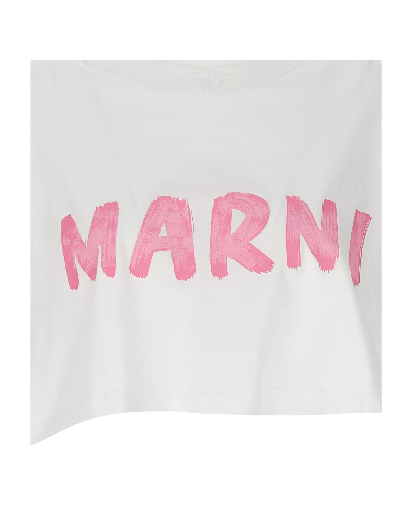 Marni Logo Print Crop T-shirt - White