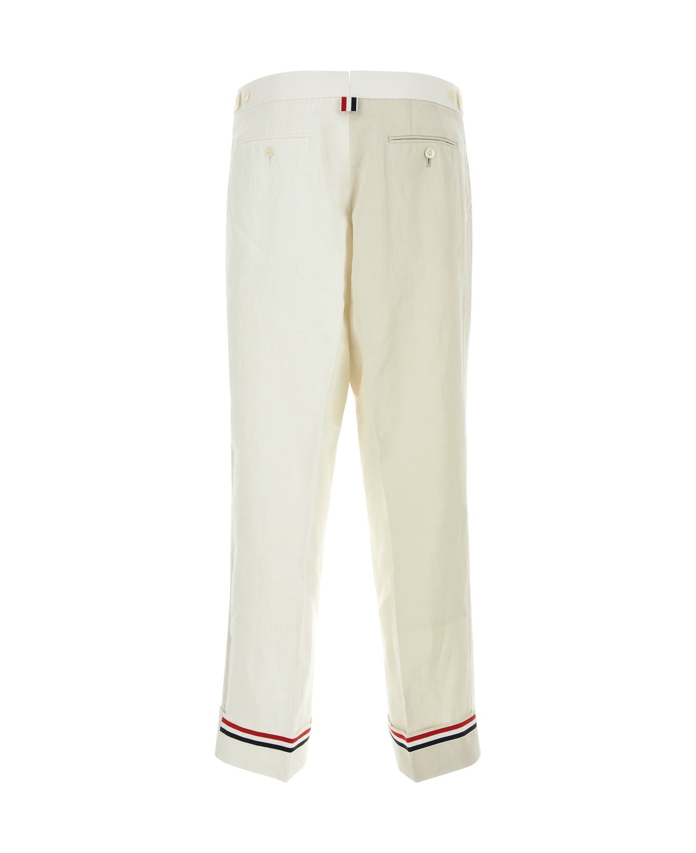 Thom Browne Two-tone Linen Pant - White ボトムス