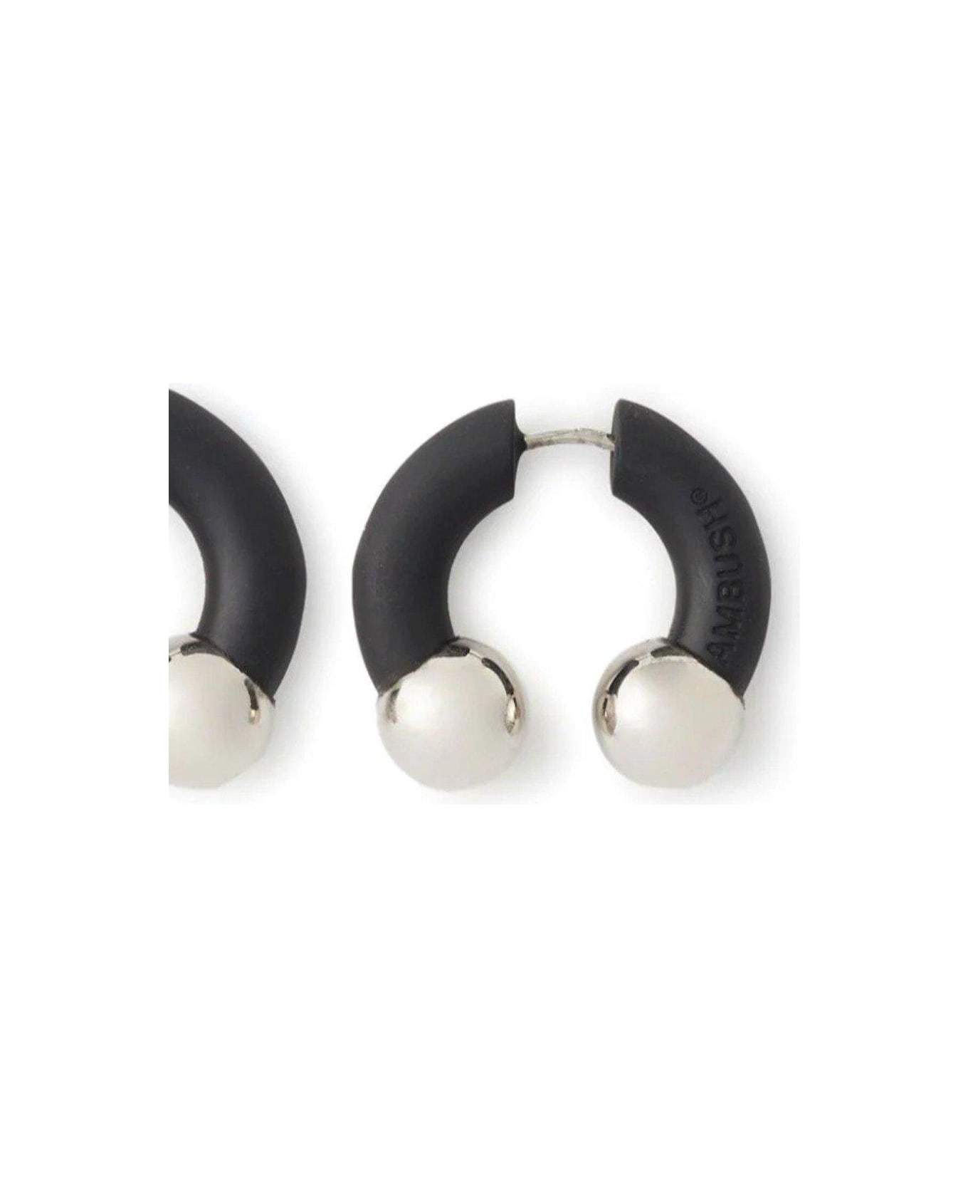 AMBUSH Logo Debossed Barbell Earrings - Black