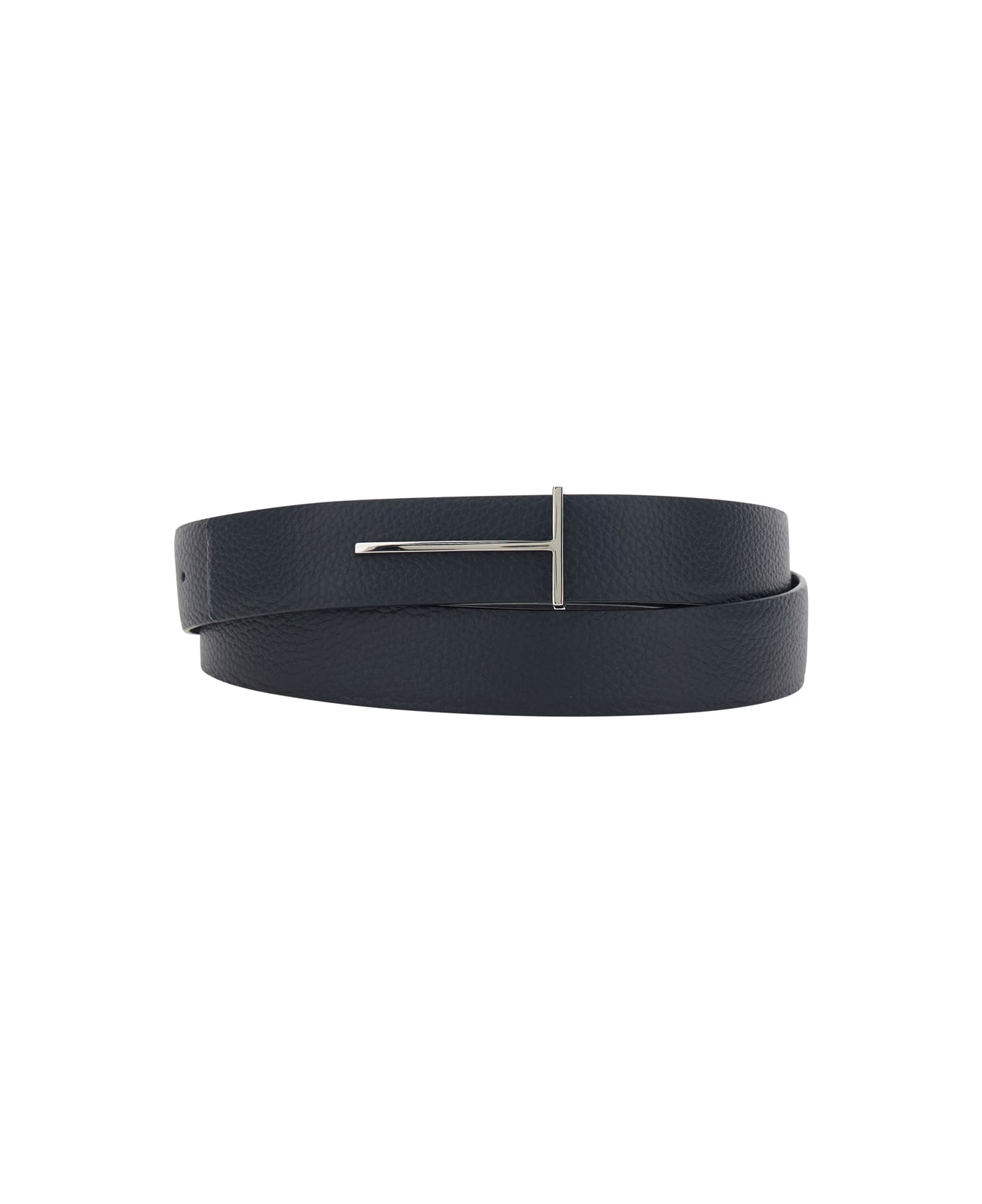 Tom Ford Blue Belt With T Buckle Closure In Leather Man - Blu