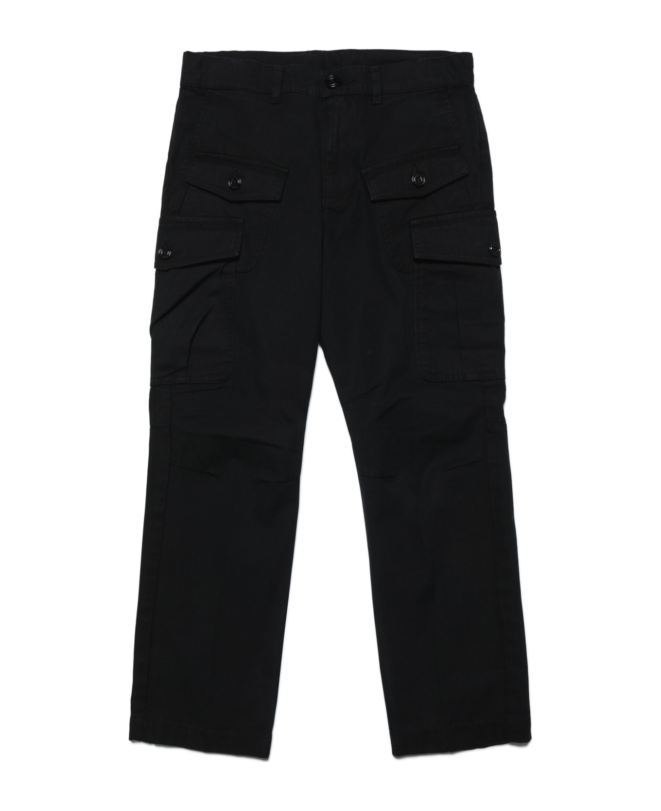 Diesel Pjoffe Trousers Gabardine Cargo Pants With Pockets - Nero