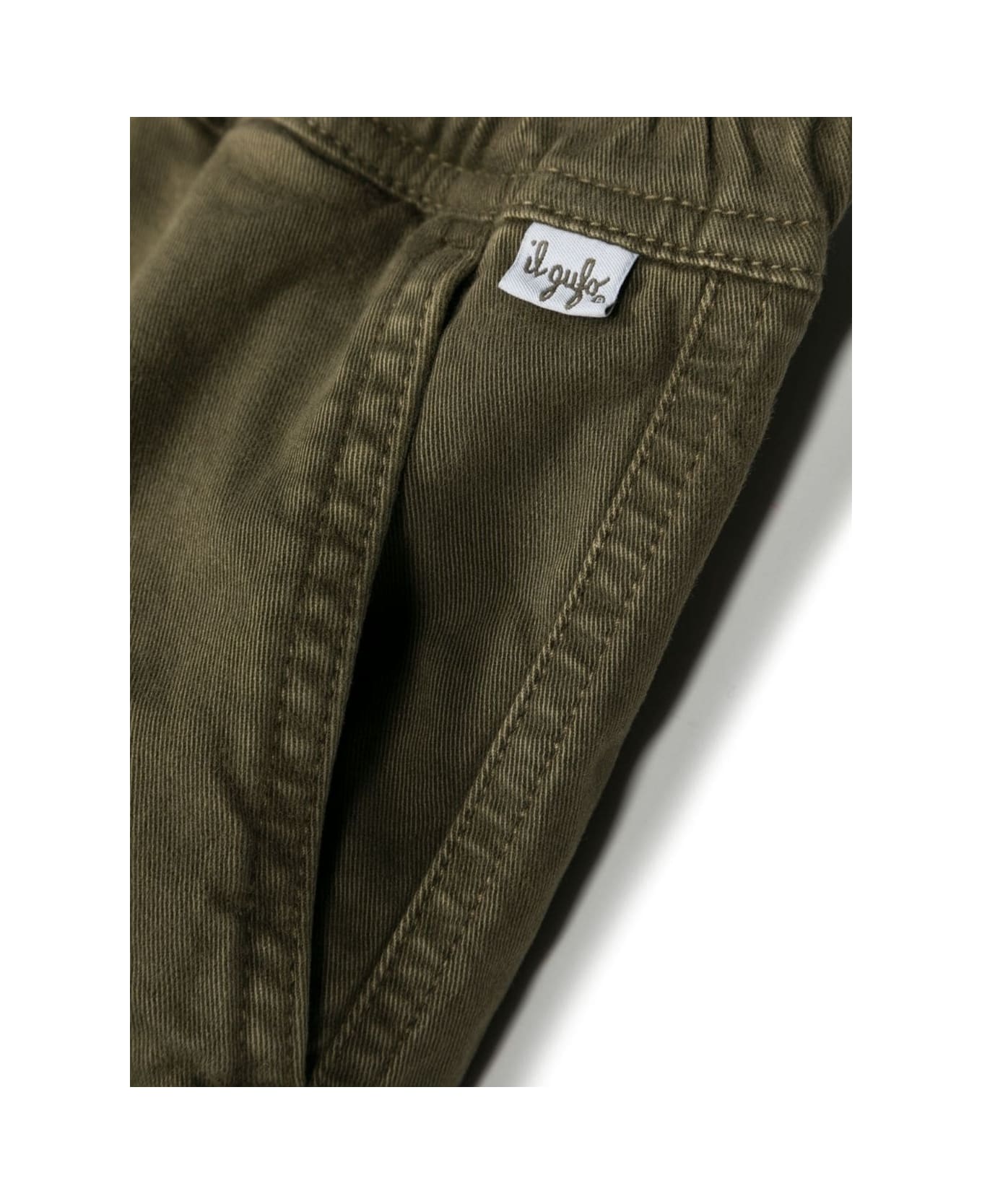 Il Gufo Green Pants With Elastic Waistband In Stretch Cotton Boy - Green ボトムス