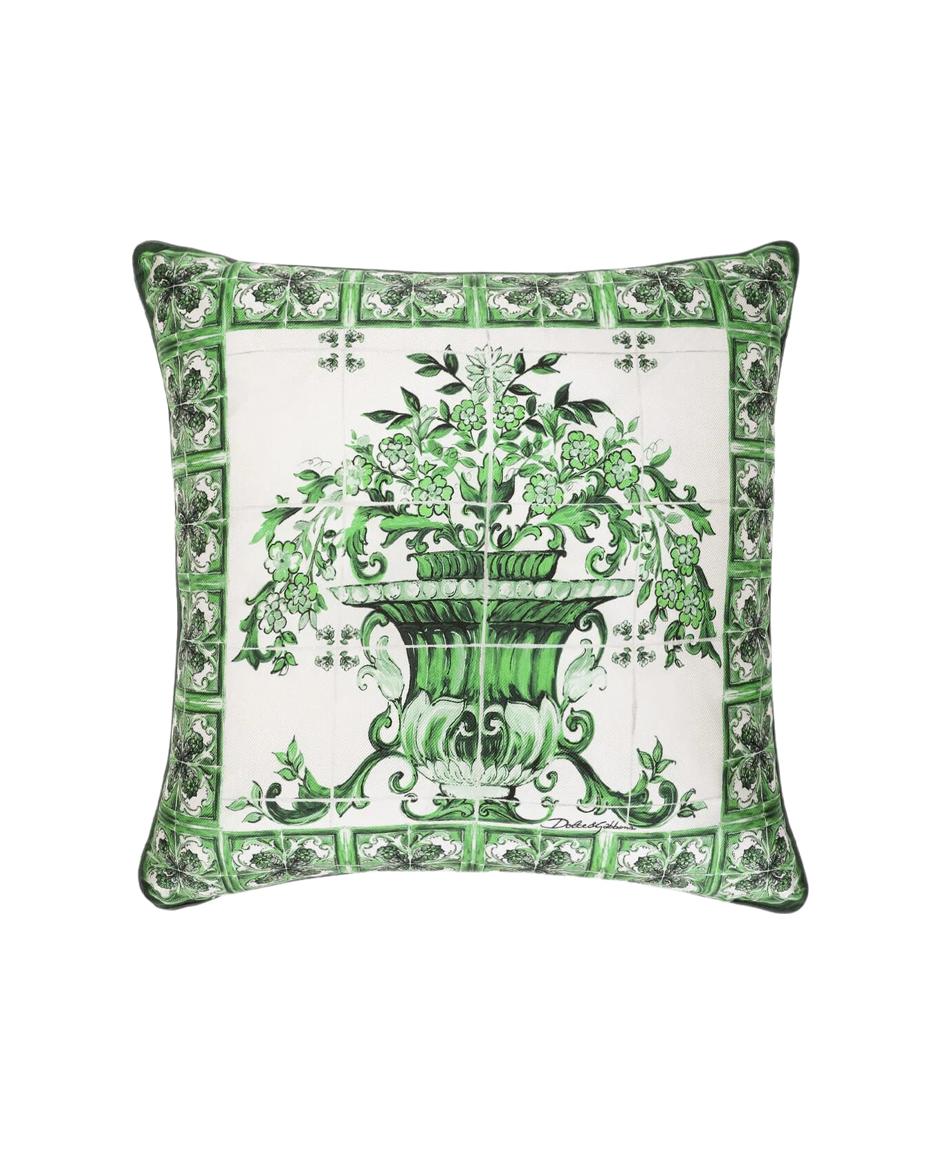 Dolce & Gabbana Small Cushion - Bianco e Verde