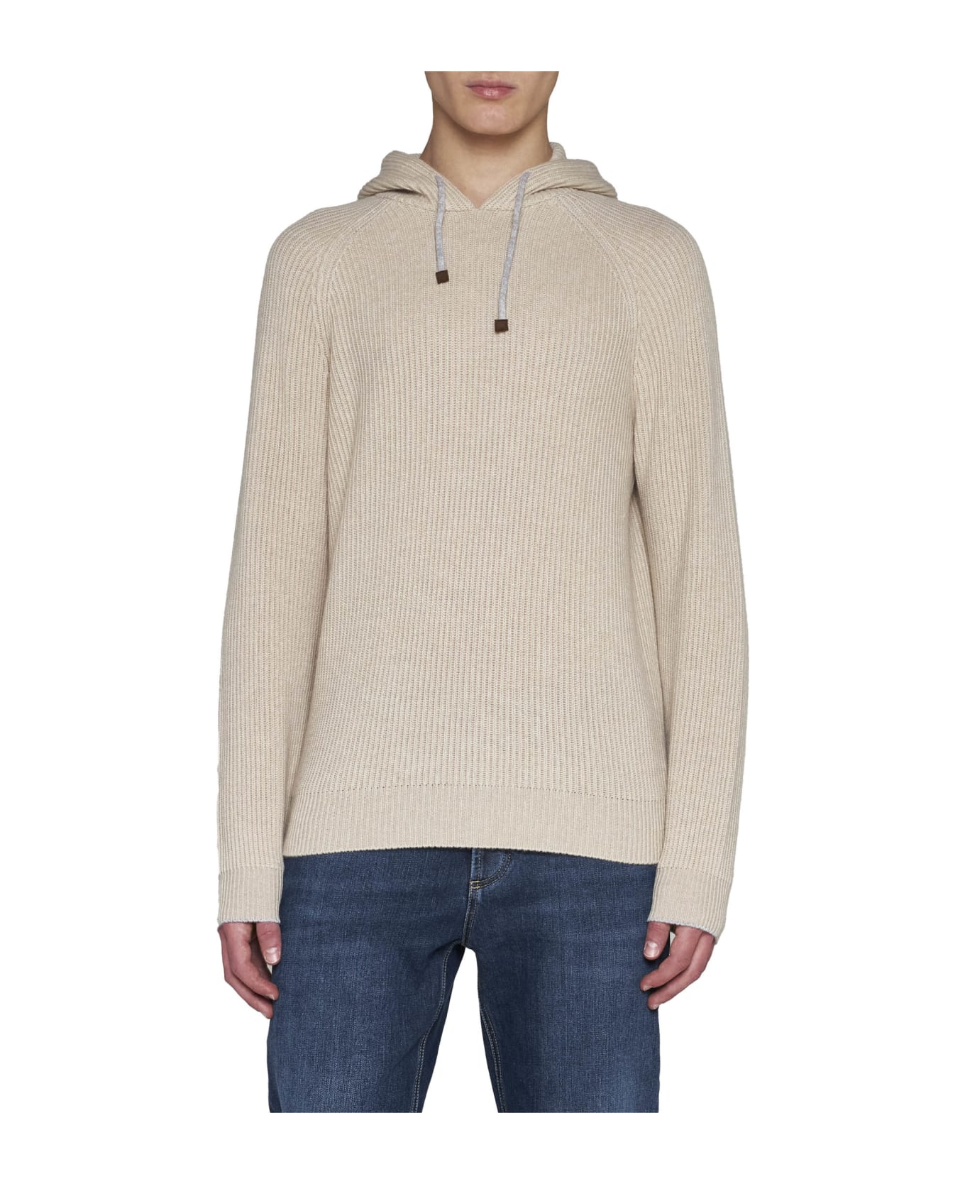Brunello Cucinelli Sweatshirt Style In Cashmere Rib - Sand フリース