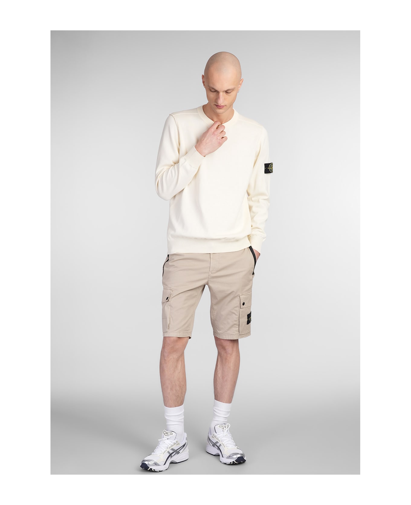 Stone Island Compass Patch Crewneck Jumper - Ivory