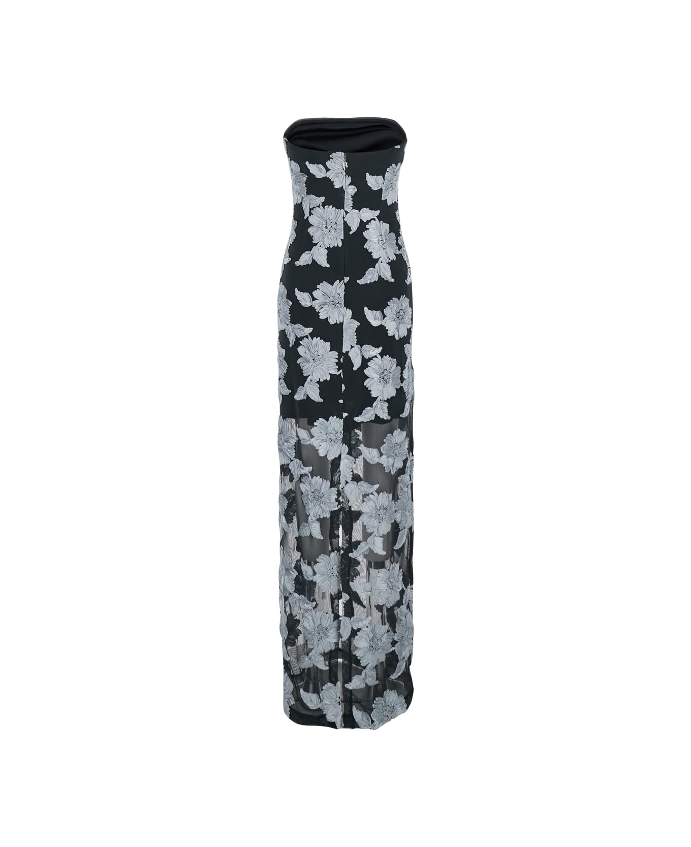 Rotate by Birger Christensen Multicolor Long Dress With All-over Floral Print In Tech Fabric Stretch Woman - Grey