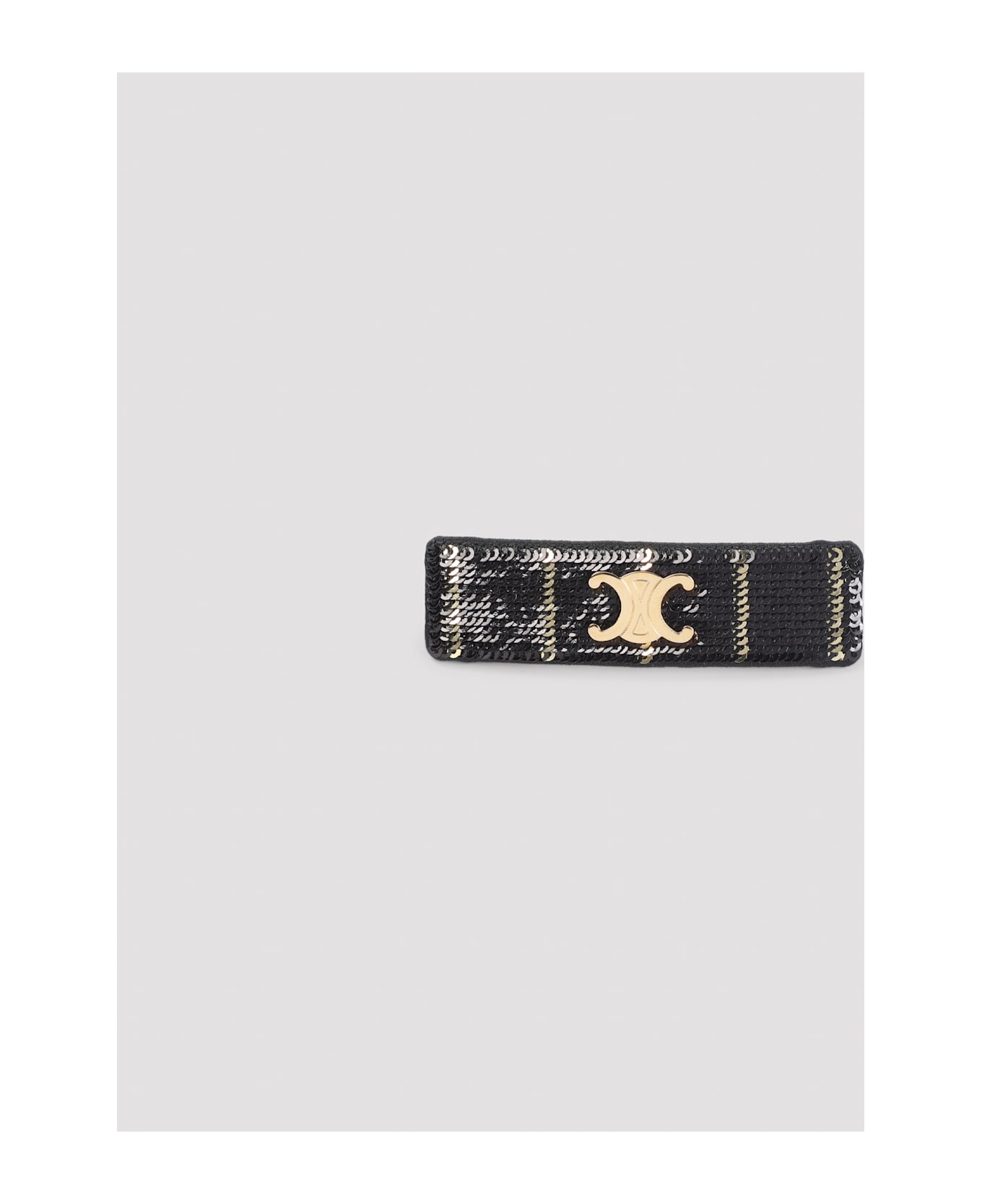 Celine Striped Sequins Hair Clip - Gs Black Gold Smoke