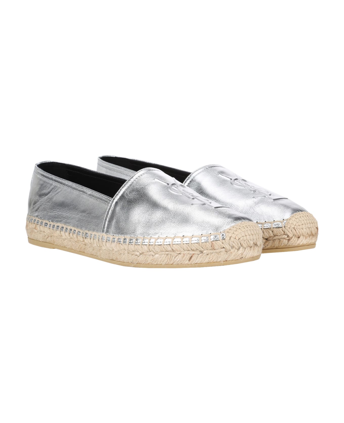 Saint Laurent Logo Espadrilles - Silver