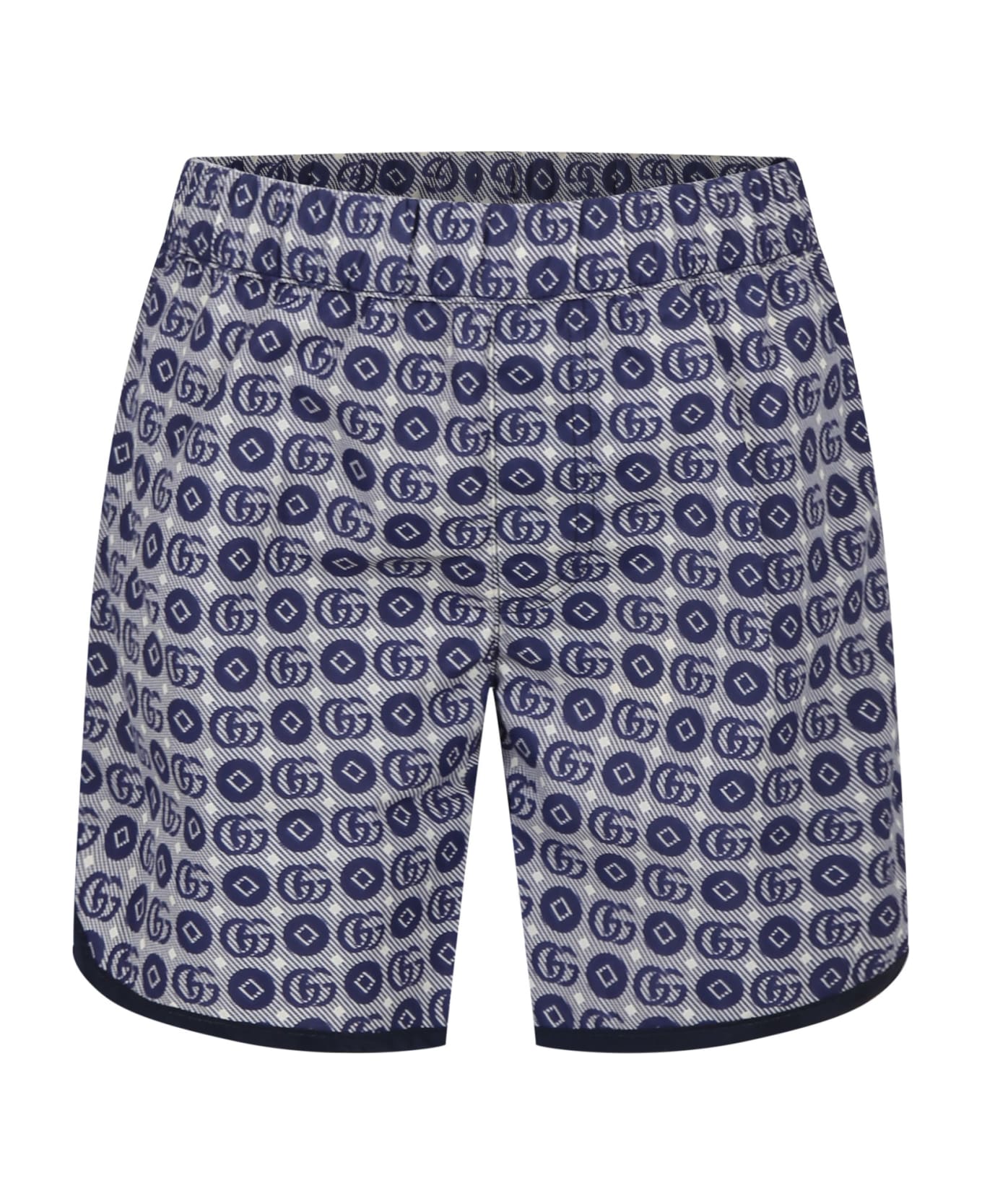 Gucci Blue Swim Shorts For Boy With Double G - Bluette