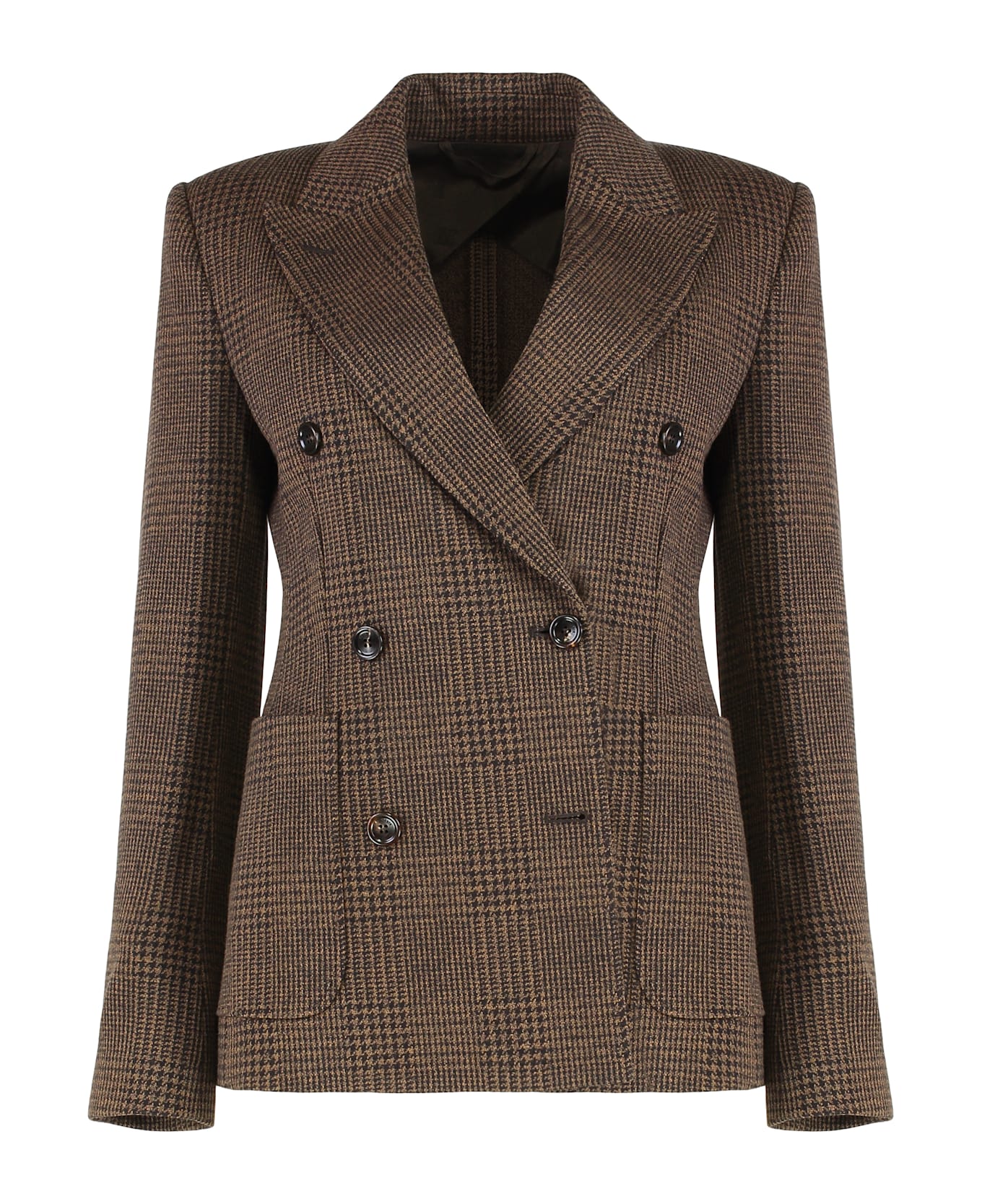 Max Mara Double-breasted Blazer Zulma In Prince Of Wales - brown